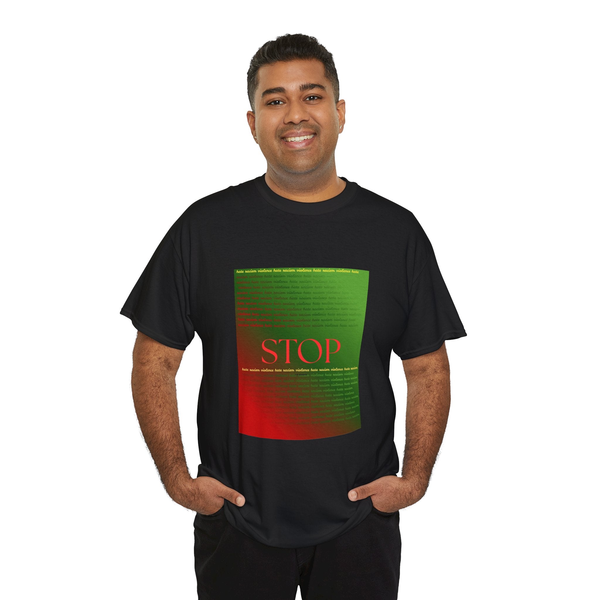 STOP Graphic Tee — Red & Green Gradient Statement T‑Shirt