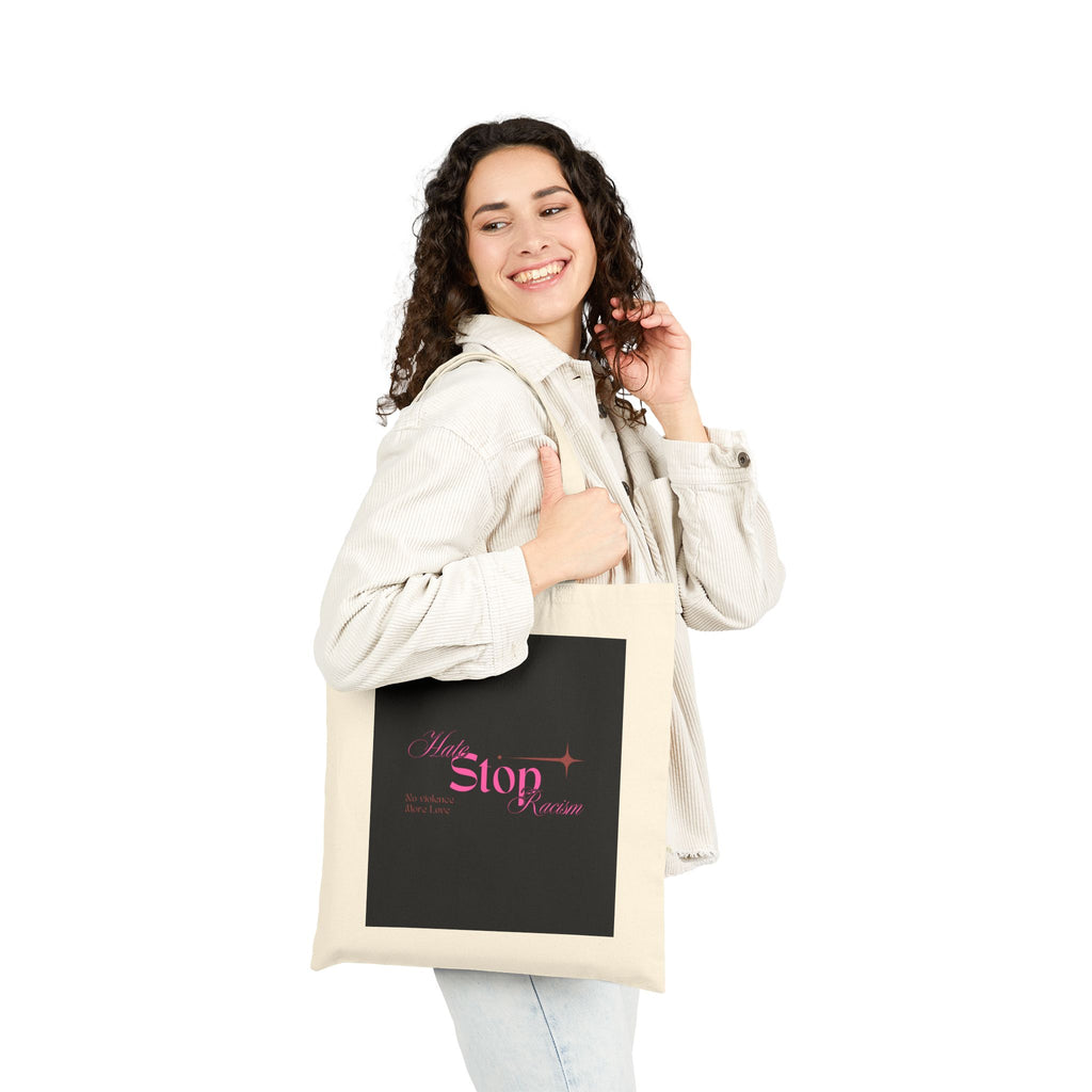 Stop Wonder Tote Bag – Pink Script Canvas Shopping Tote