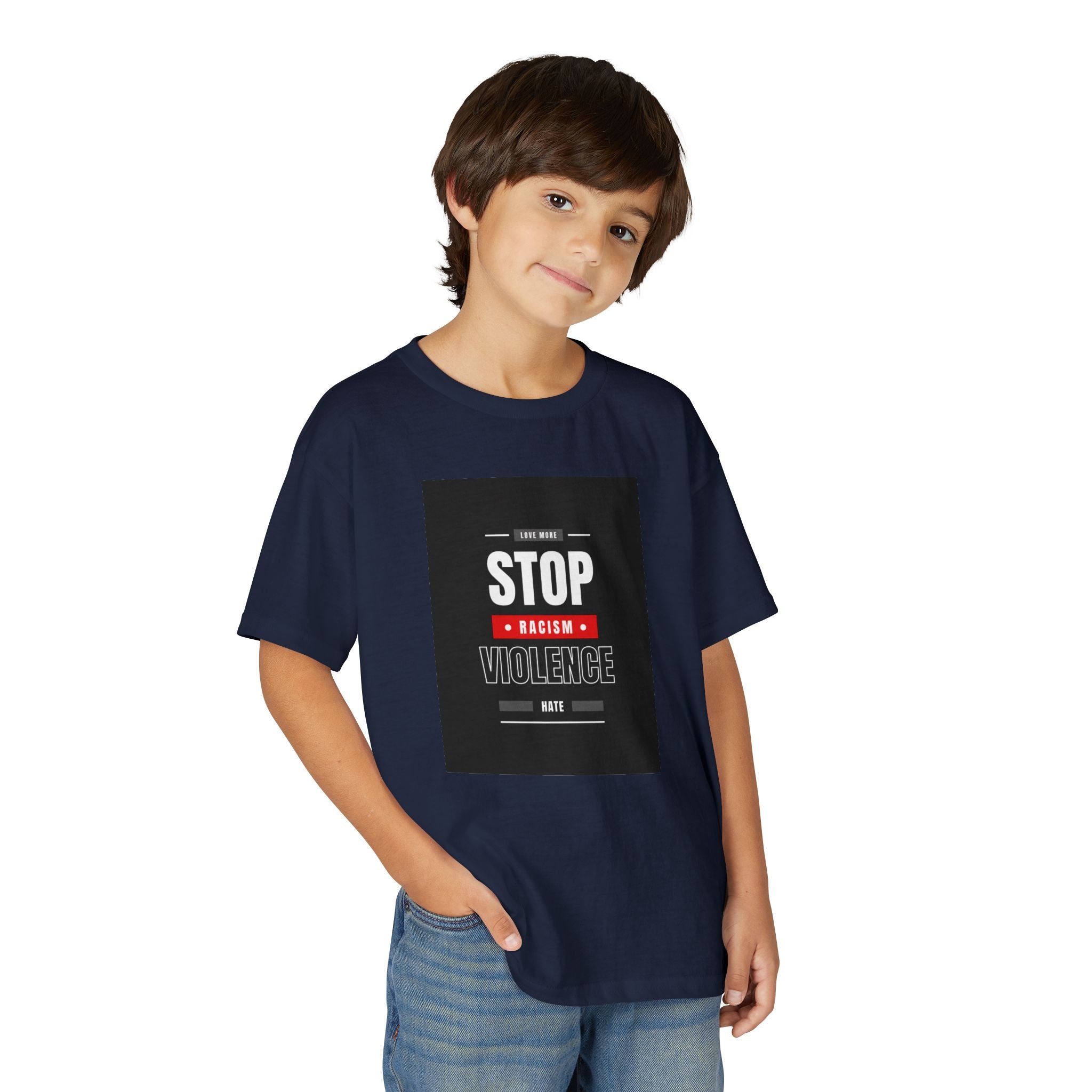 Youth T-Shirt — "Stop Racism Stop Violence" Graphic Tee