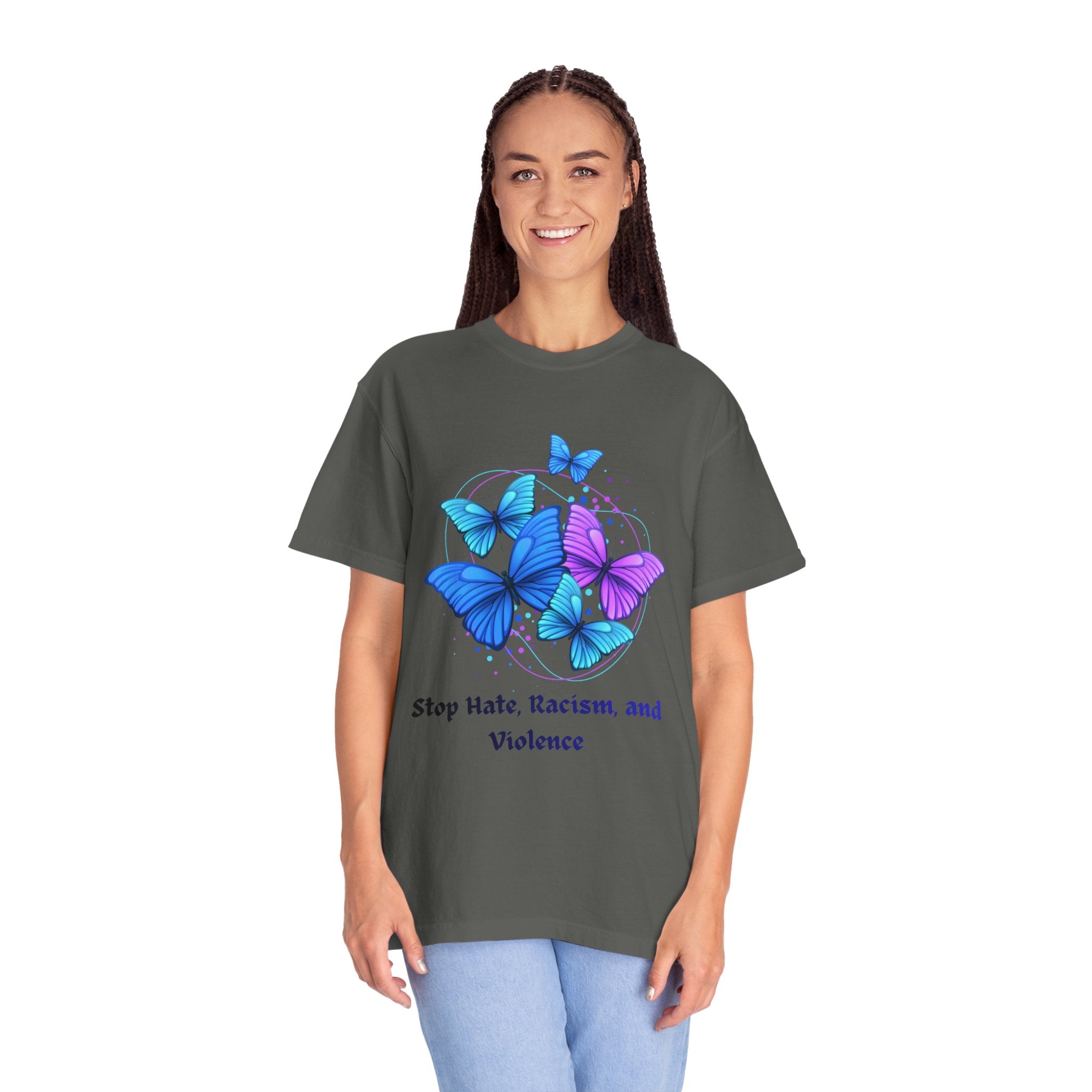Butterfly Peace T-Shirt — "Stop Hate, Racism, and Violence" Anti-Violence Tee