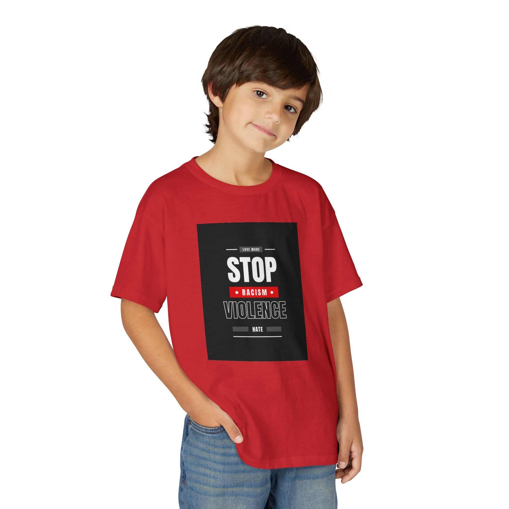 Youth T-Shirt — "Stop Racism Stop Violence" Graphic Tee