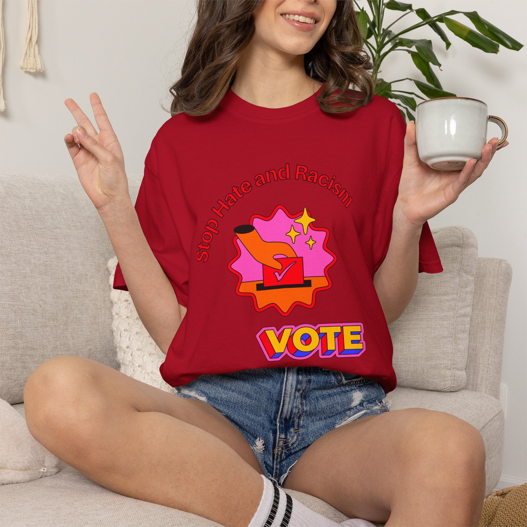 Vote: Stop Hate and Racism Graphic T-Shirt