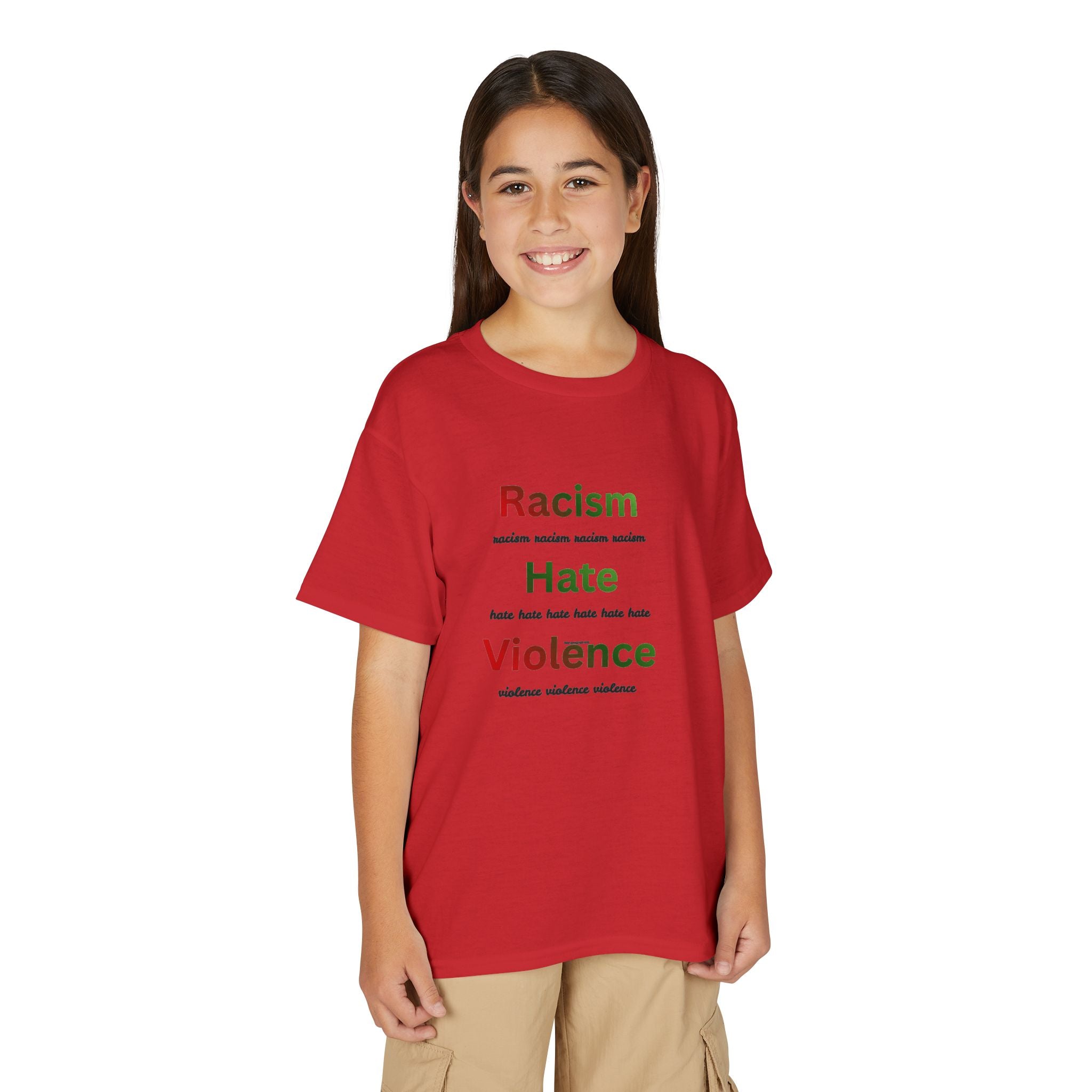 Youth Message T‑Shirt — 'Racism Hate Violence'