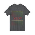 STOP Graphic V-Neck Tee — Bold Typographic Statement Shirt