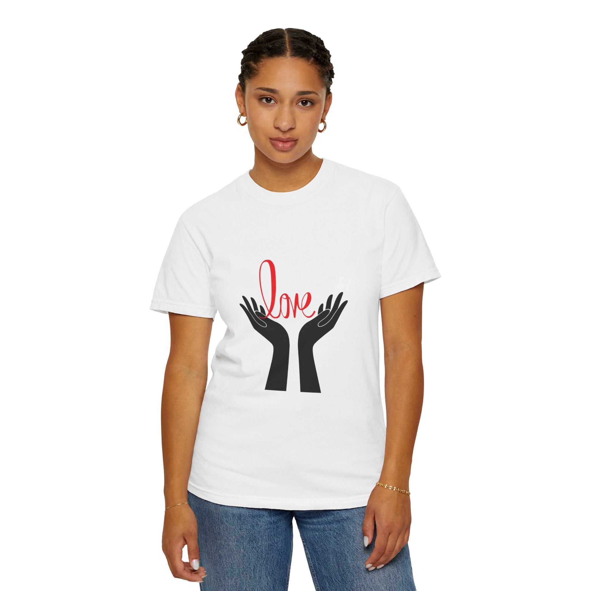Love Hands T-Shirt — Minimalist Heart Hands Graphic Tee