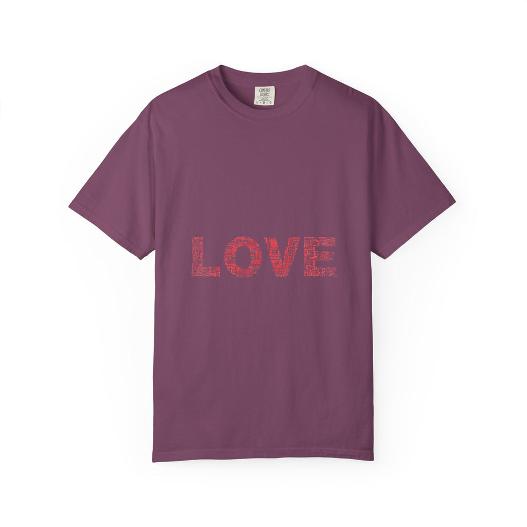 LOVE Graphic T-Shirt — Pink Floral Text Tee for Valentine’s Day & Everyday