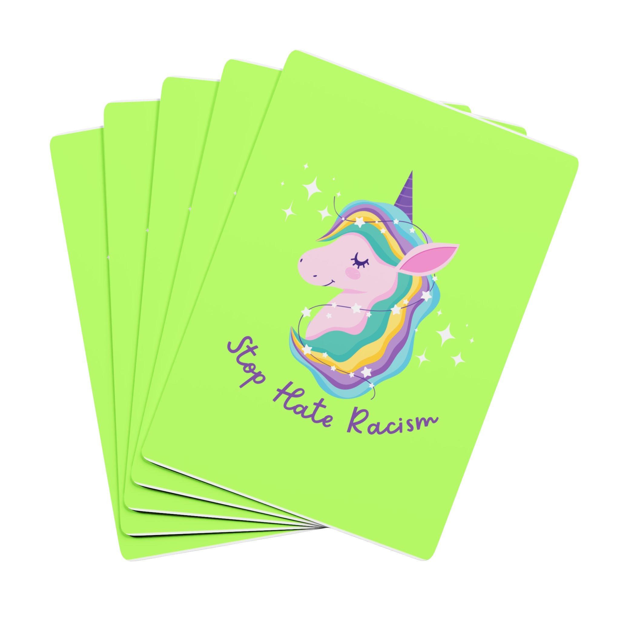 Unicorn “Stop Hate Racism” Poker Playing Cards — Colorful Novelty Card Deck for Game Night & Gifts