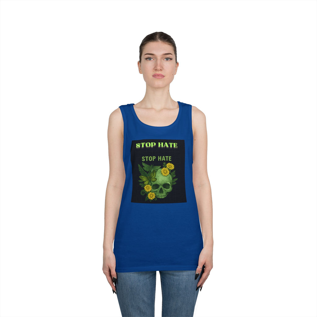 Stop Hate Floral Skull Tank Top — Anti-Hate Graphic Tank