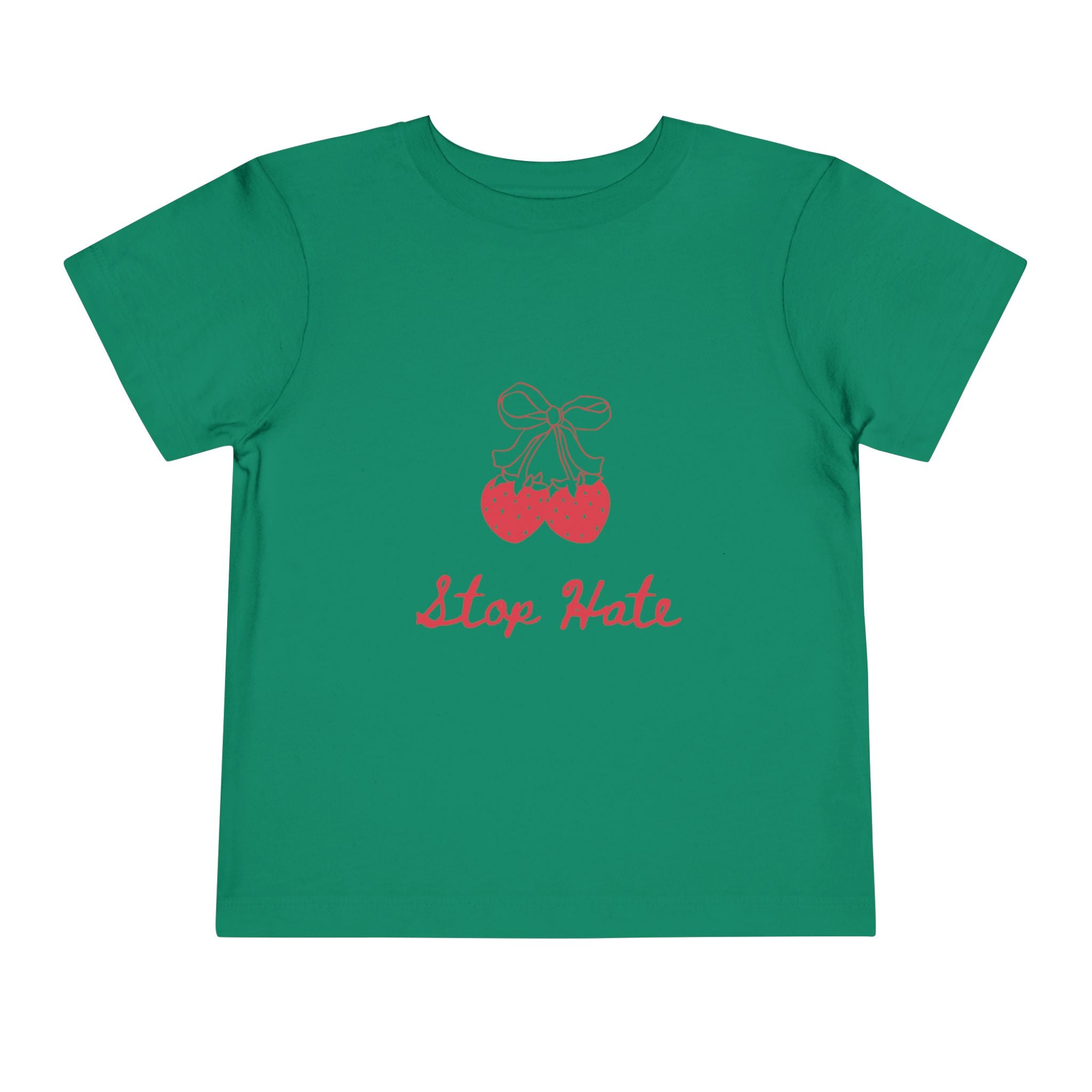 Stop Hate Toddler Tee — Cute Strawberry Heart Graphic Kids Shirt