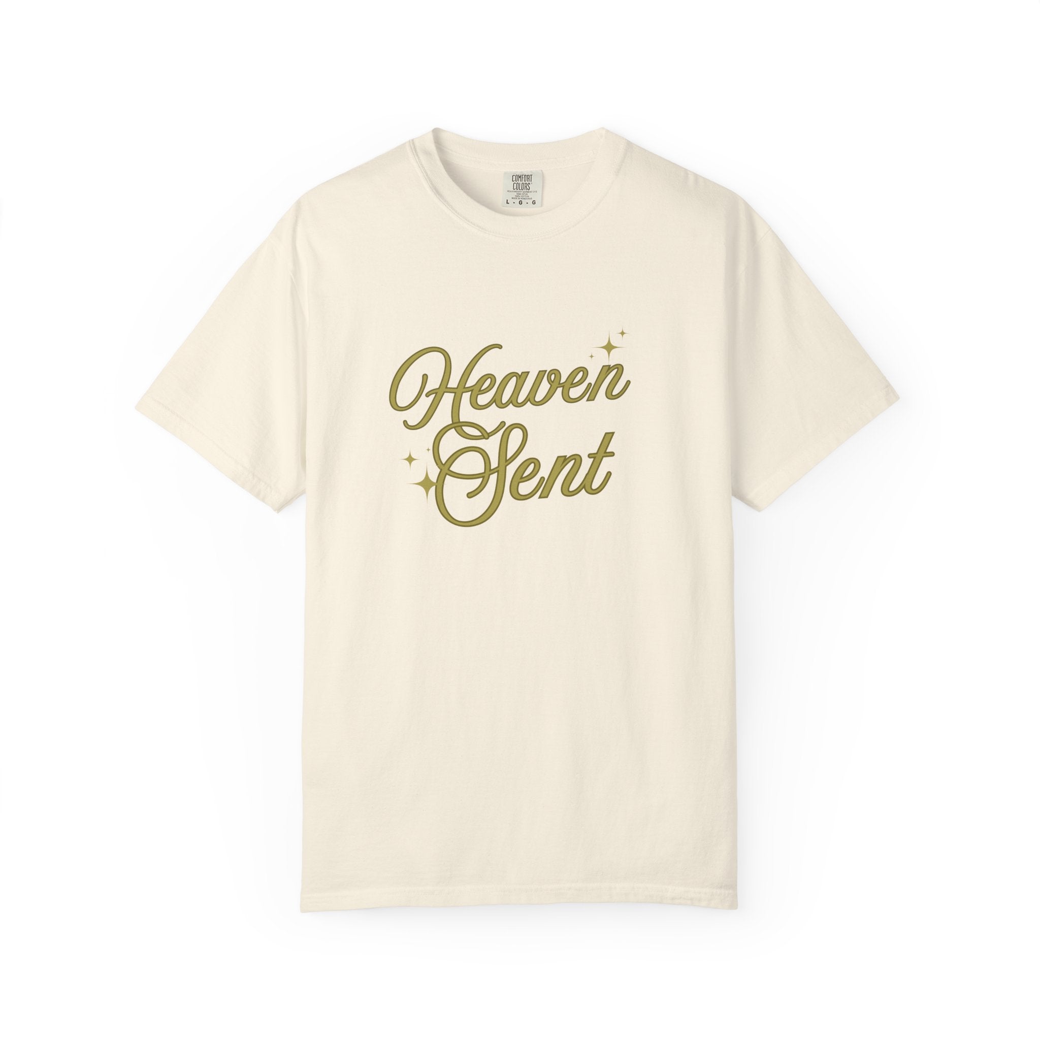 Heaven Sent Graphic Tee – Script Text Logo Cotton T-Shirt