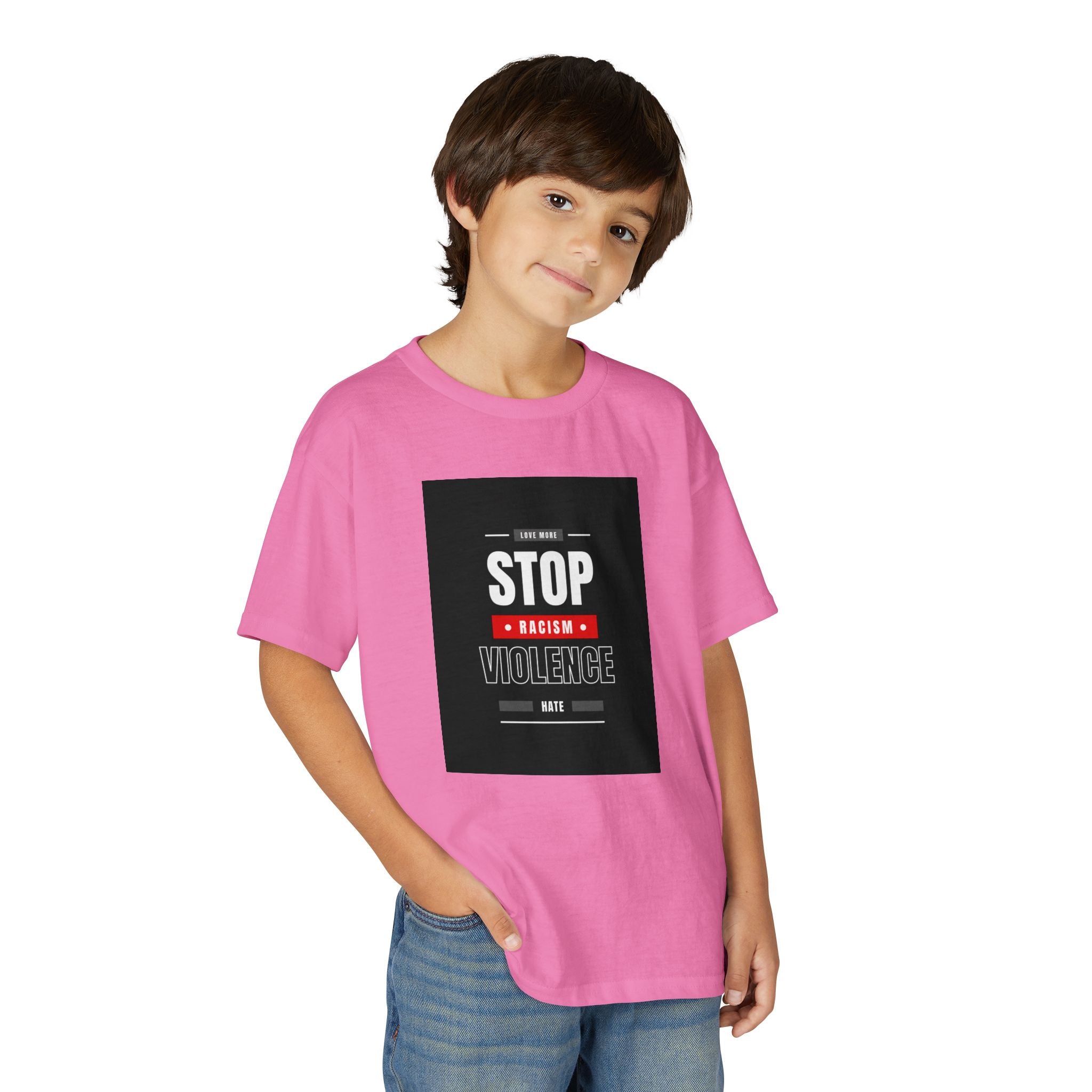 Youth T-Shirt — "Stop Racism Stop Violence" Graphic Tee
