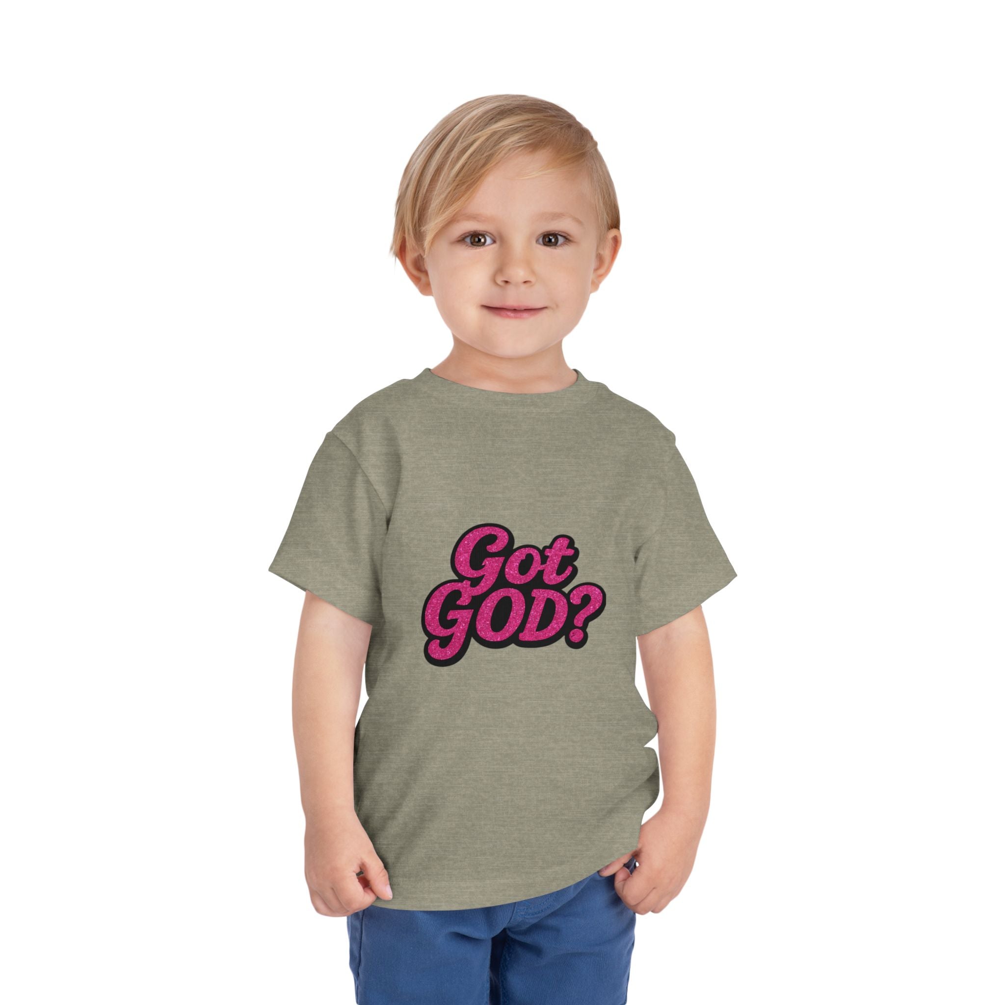 Toddler Tee - "Got GOD?" Pink Retro Christian Graphic Shirt