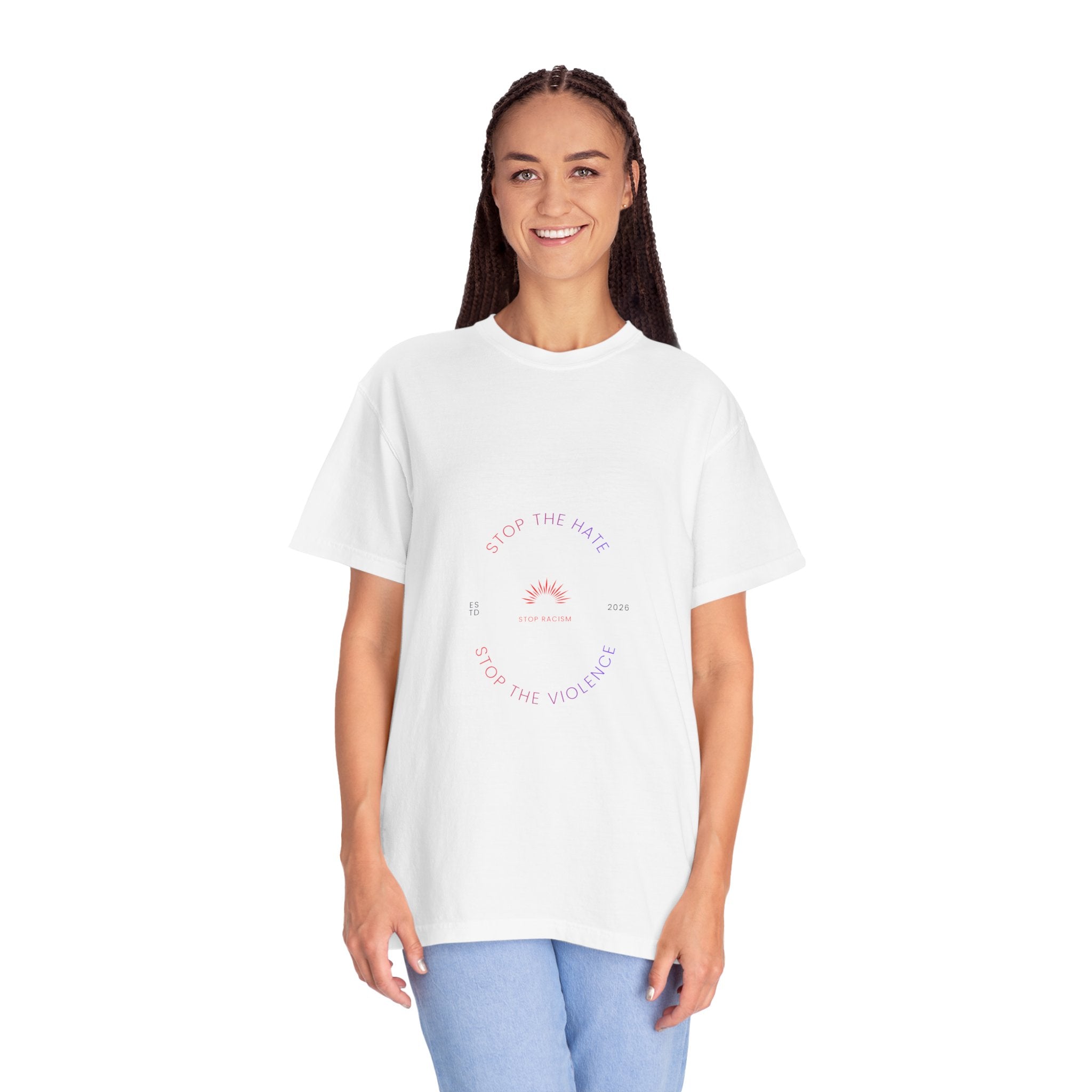 Stop the Hate Stop the Violence T-Shirt — Peace Sunrise Graphic Tee