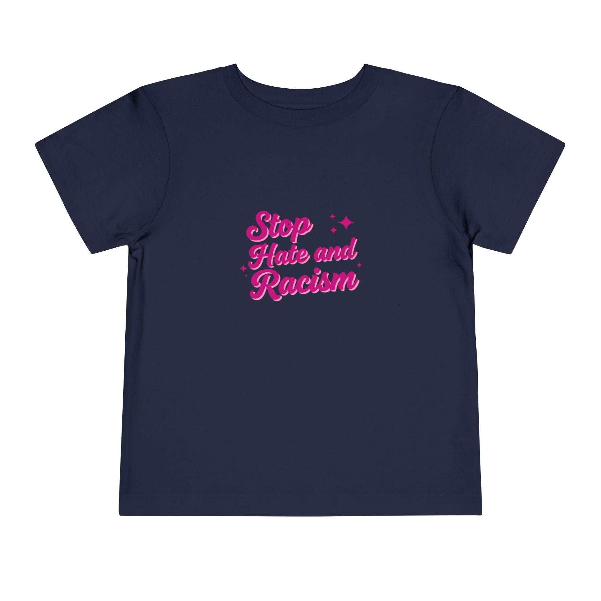 Toddler Tee "Stop Hate and Racism" — Pink Social Justice Kids Shirt