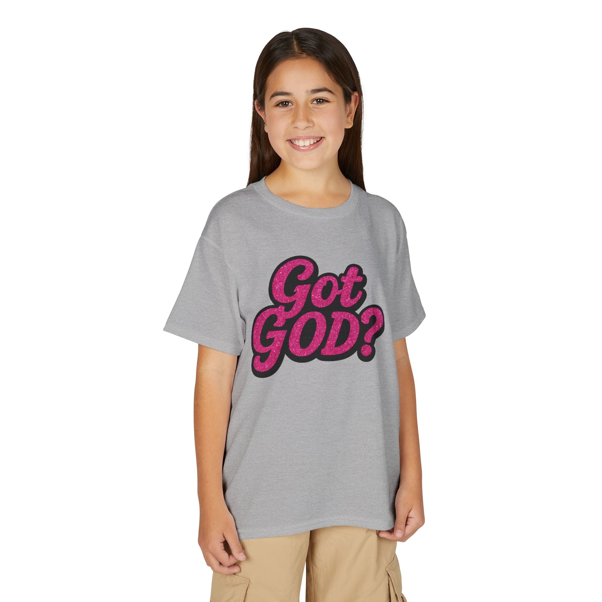 Youth T-Shirt — "Got GOD?" Pink Retro Faith Graphic