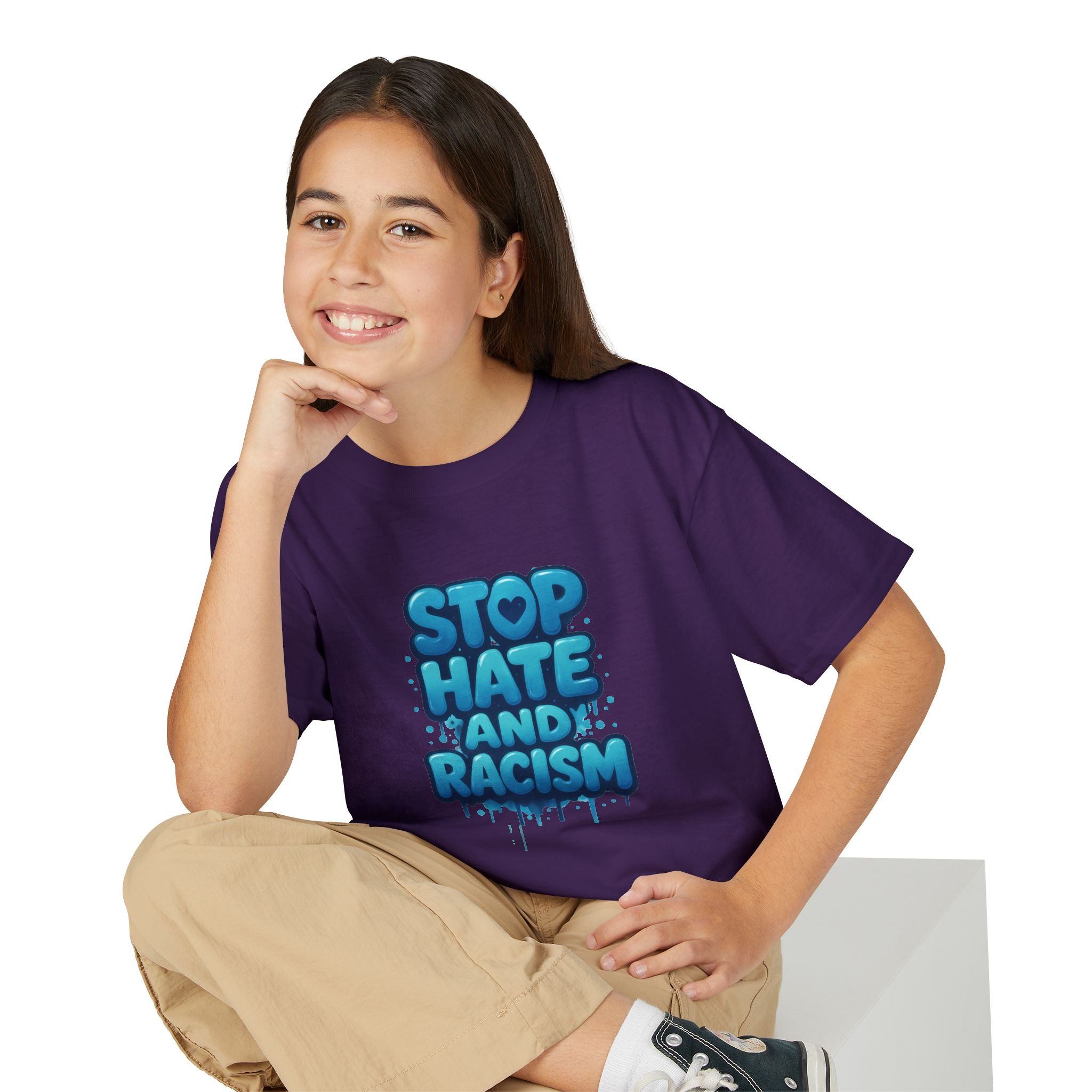 Stop Hate and Racism Youth T-Shirt — Anti-Racism Message Tee