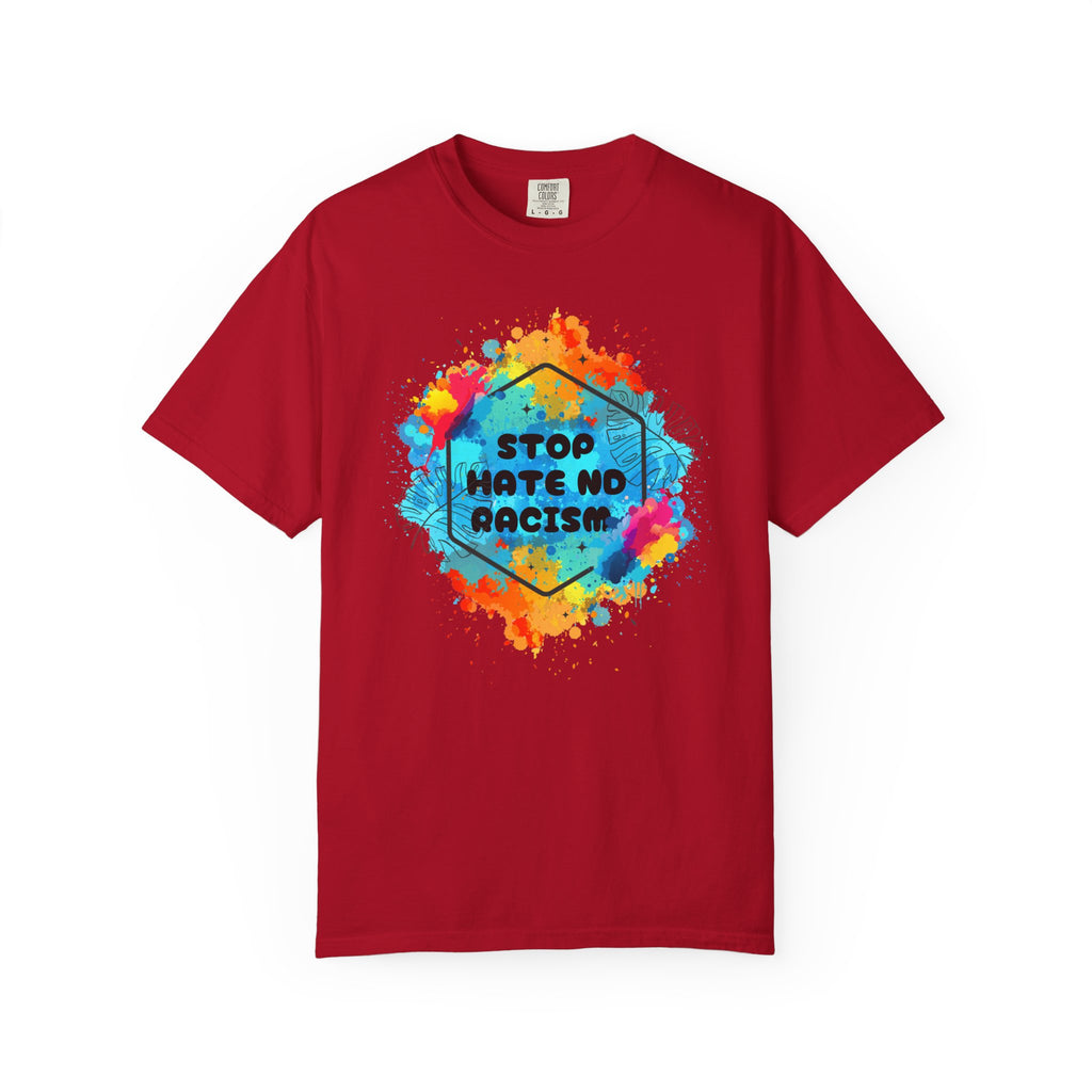 Stop Hate No Racism T-Shirt — Colorful Anti-Racism Statement Tee