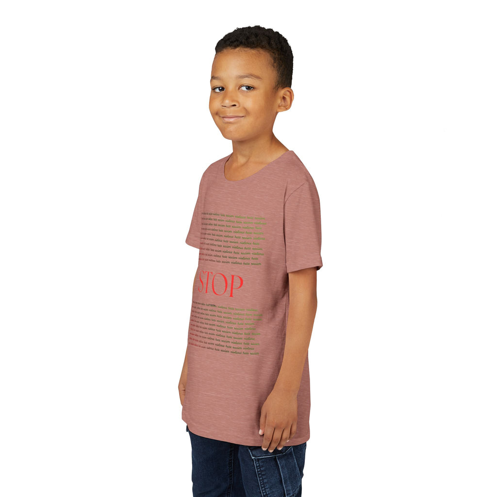 Youth Tee — Bold Yellow 'STOP' Graphic Kids T‑Shirt