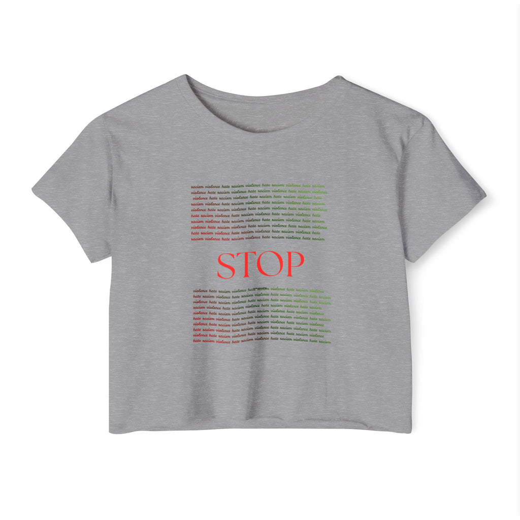 STOP Graphic Crop Top — Women's Festival Statement Tee