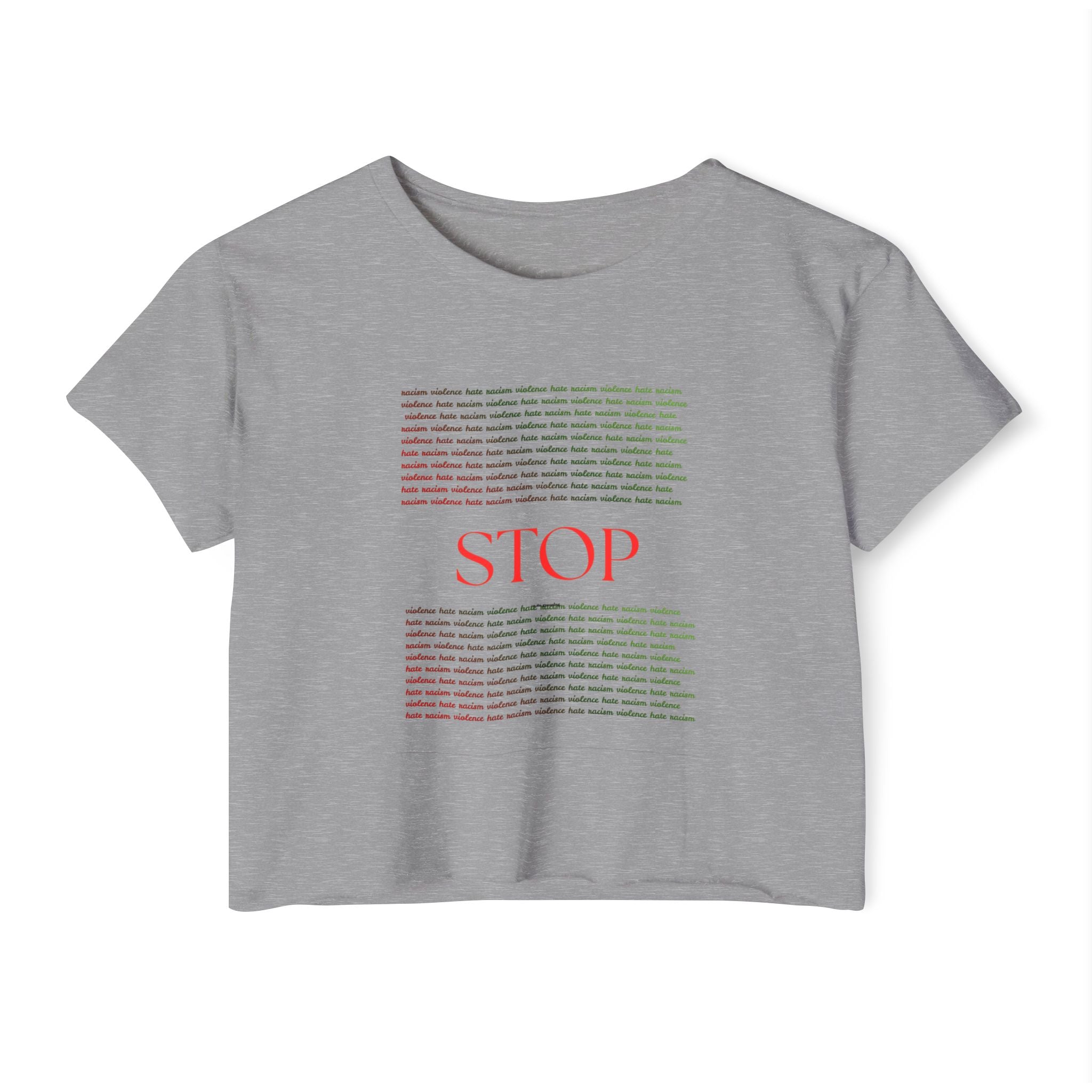 STOP Graphic Crop Top — Women's Festival Statement Tee