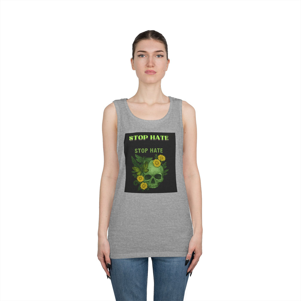 Stop Hate Floral Skull Tank Top — Anti-Hate Graphic Tank