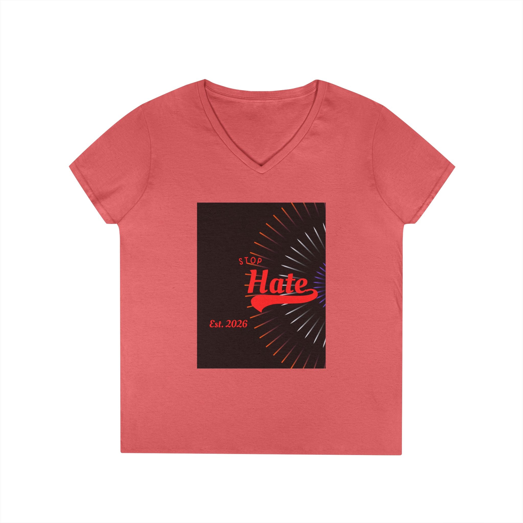 Ladies' V-Neck T-Shirt — Retro "Hate" Graphic Tee (Established 2023)
