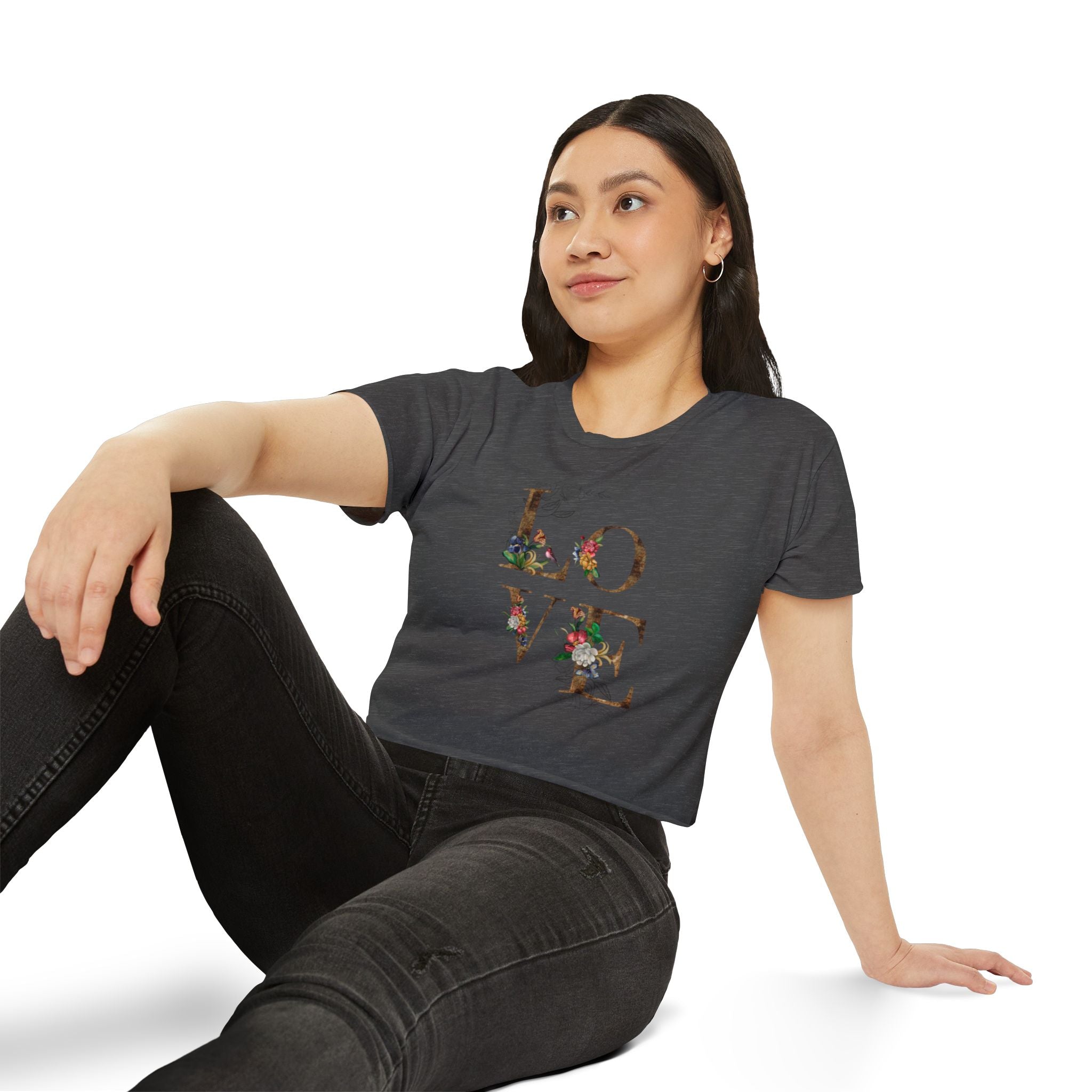 LOVE Floral Crop Top — Women's Festival Graphic Tee