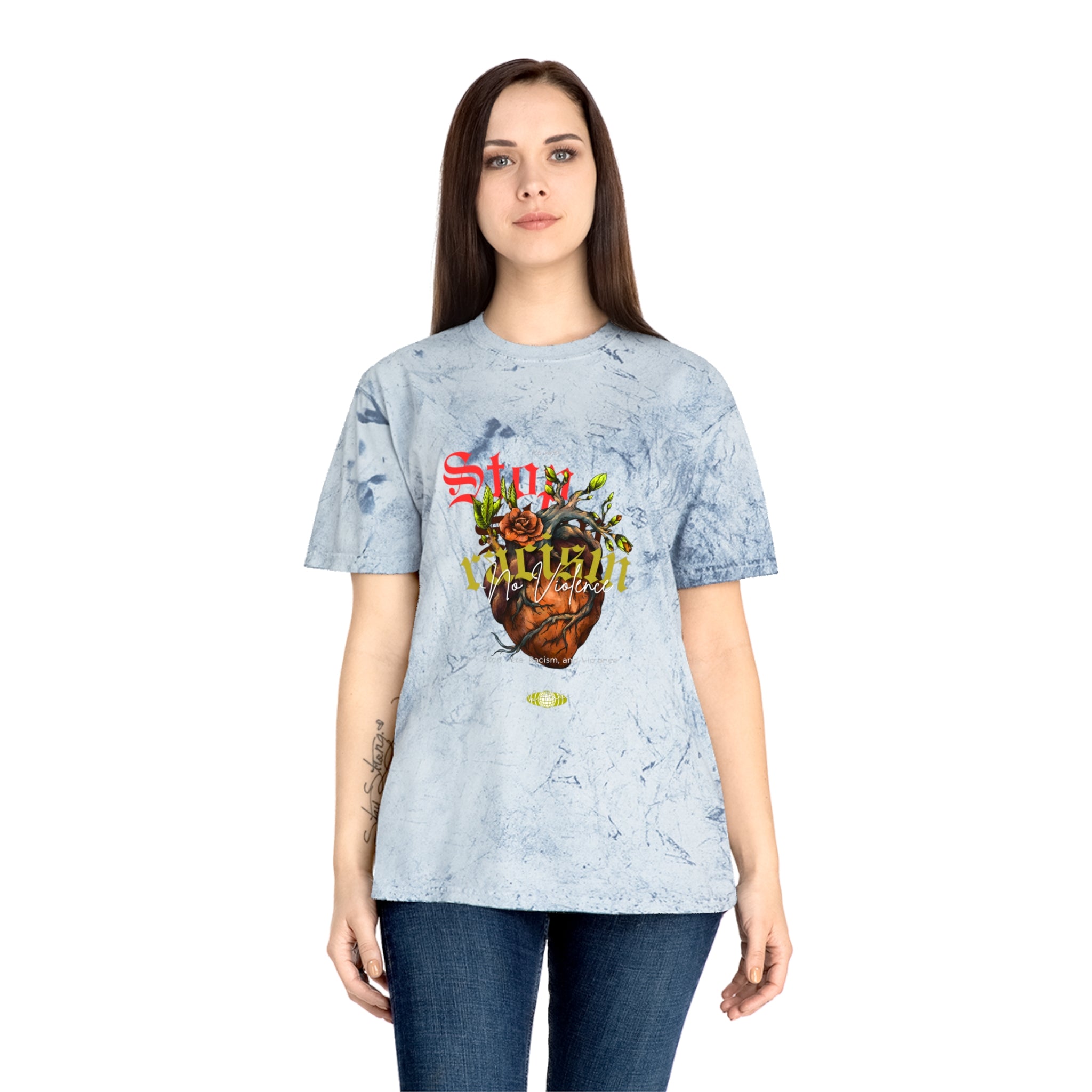 Vintage Heart & Rose Graphic T-Shirt — "Stay Alive" Acid Wash Tee