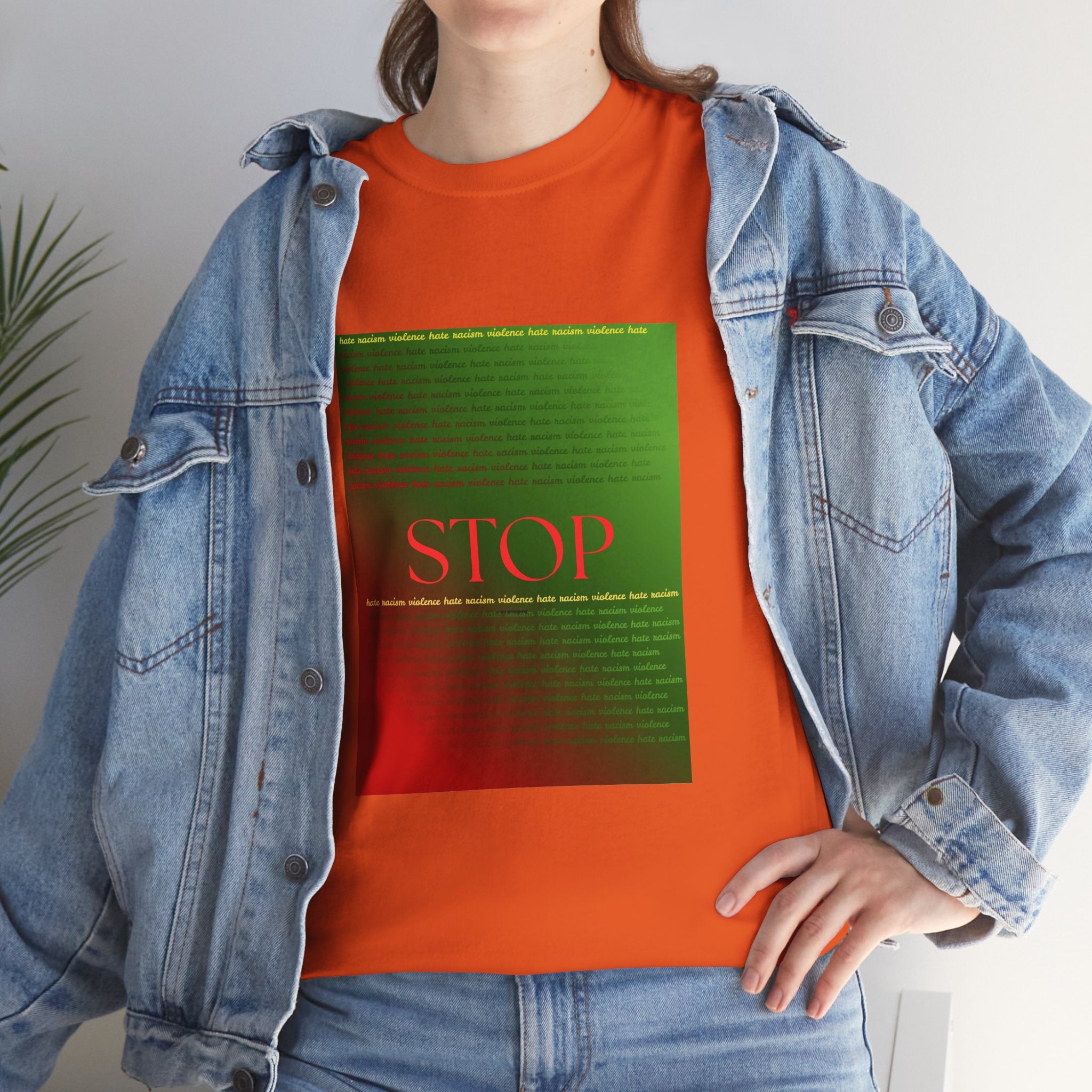 STOP Graphic Tee — Red & Green Gradient Statement T‑Shirt
