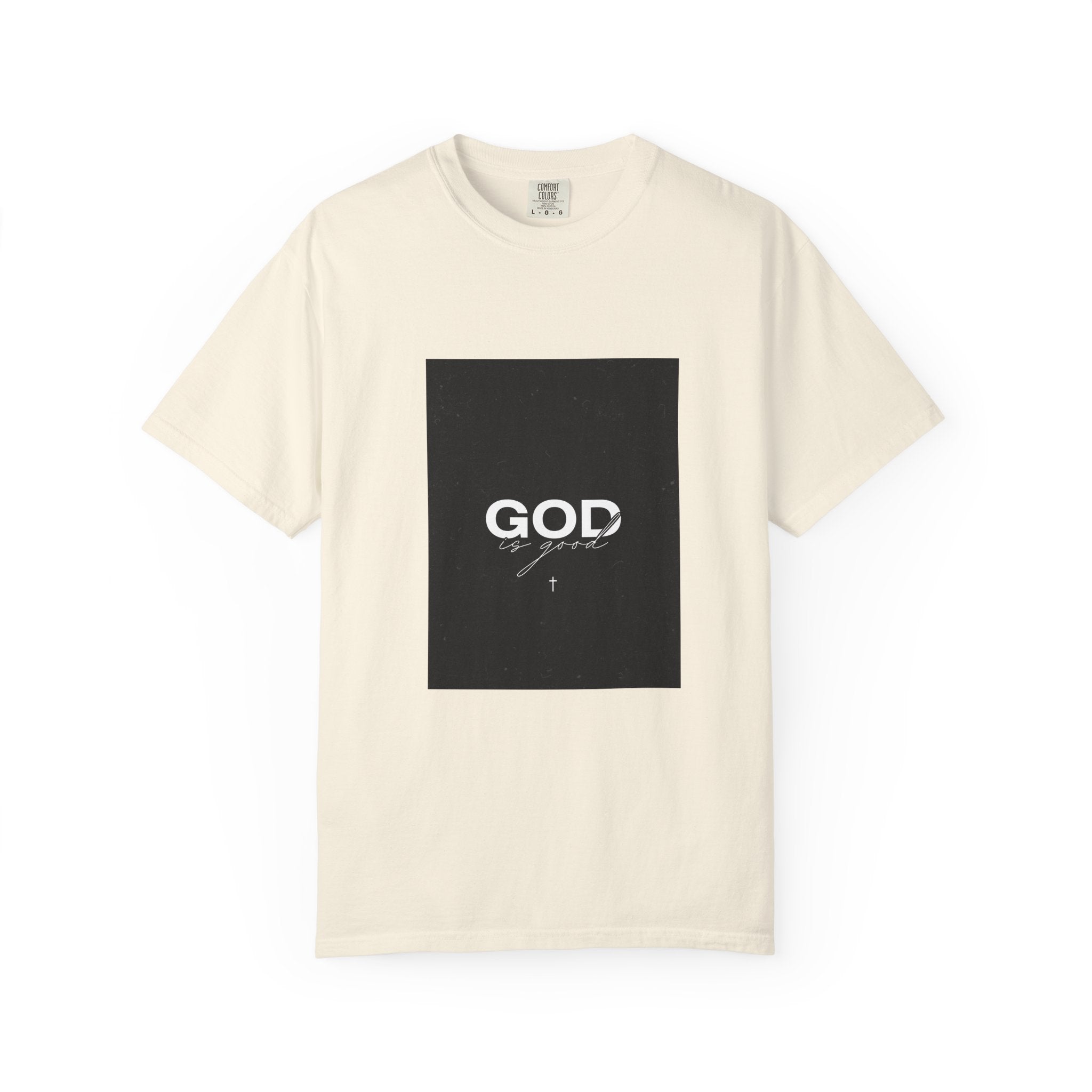 God Typography T-Shirt — Minimal Black Square Graphic Tee