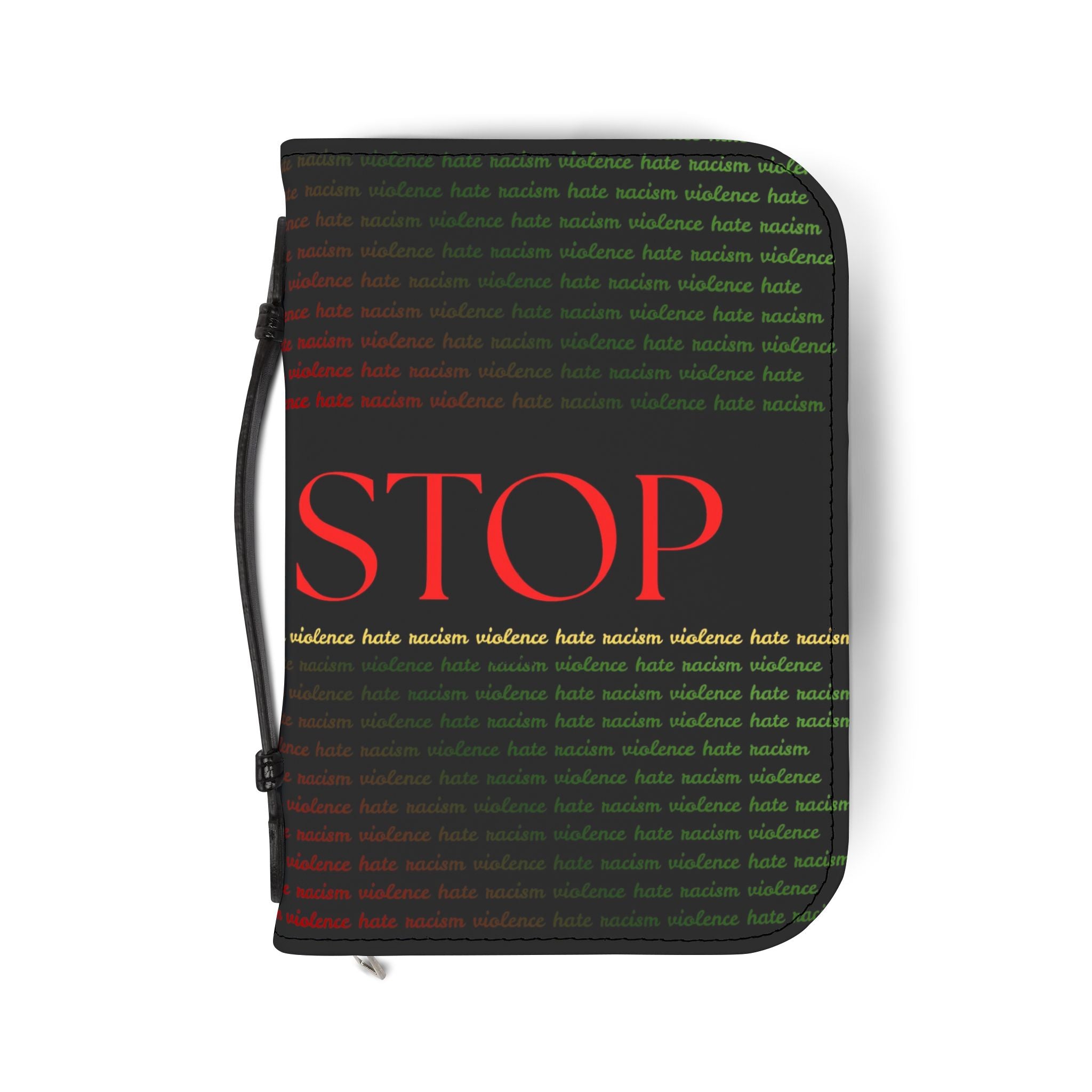 Bible Cover — "Stop Hate" Zippered Bible Case (Anti-Hate Design, Christian Gift)