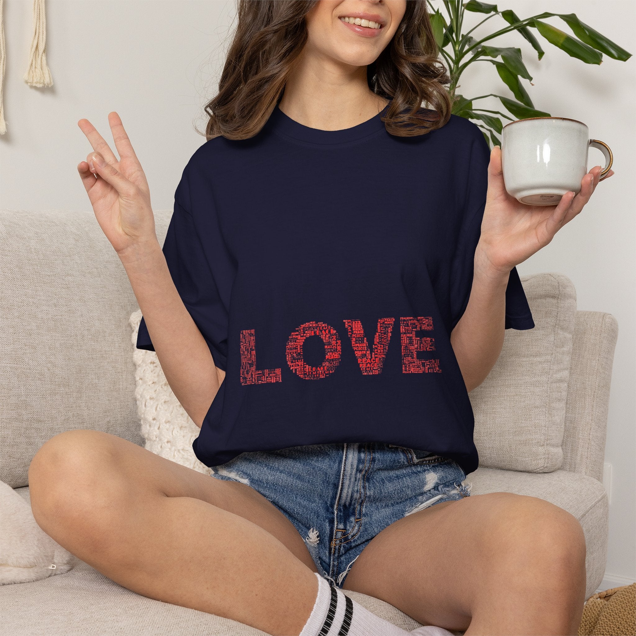 LOVE Graphic T-Shirt — Pink Floral Text Tee for Valentine’s Day & Everyday
