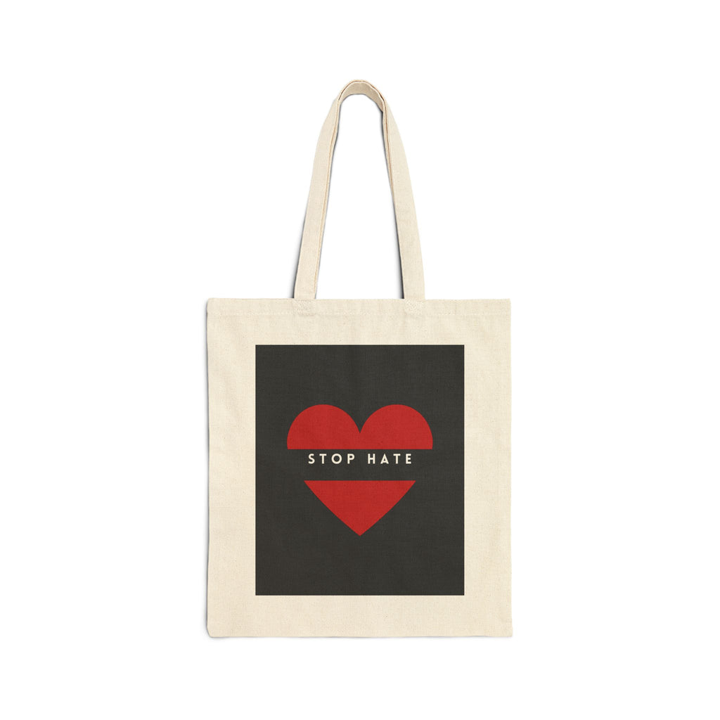 Stop Hate Red Heart Tote Bag – Canvas Protest & Awareness Shopper