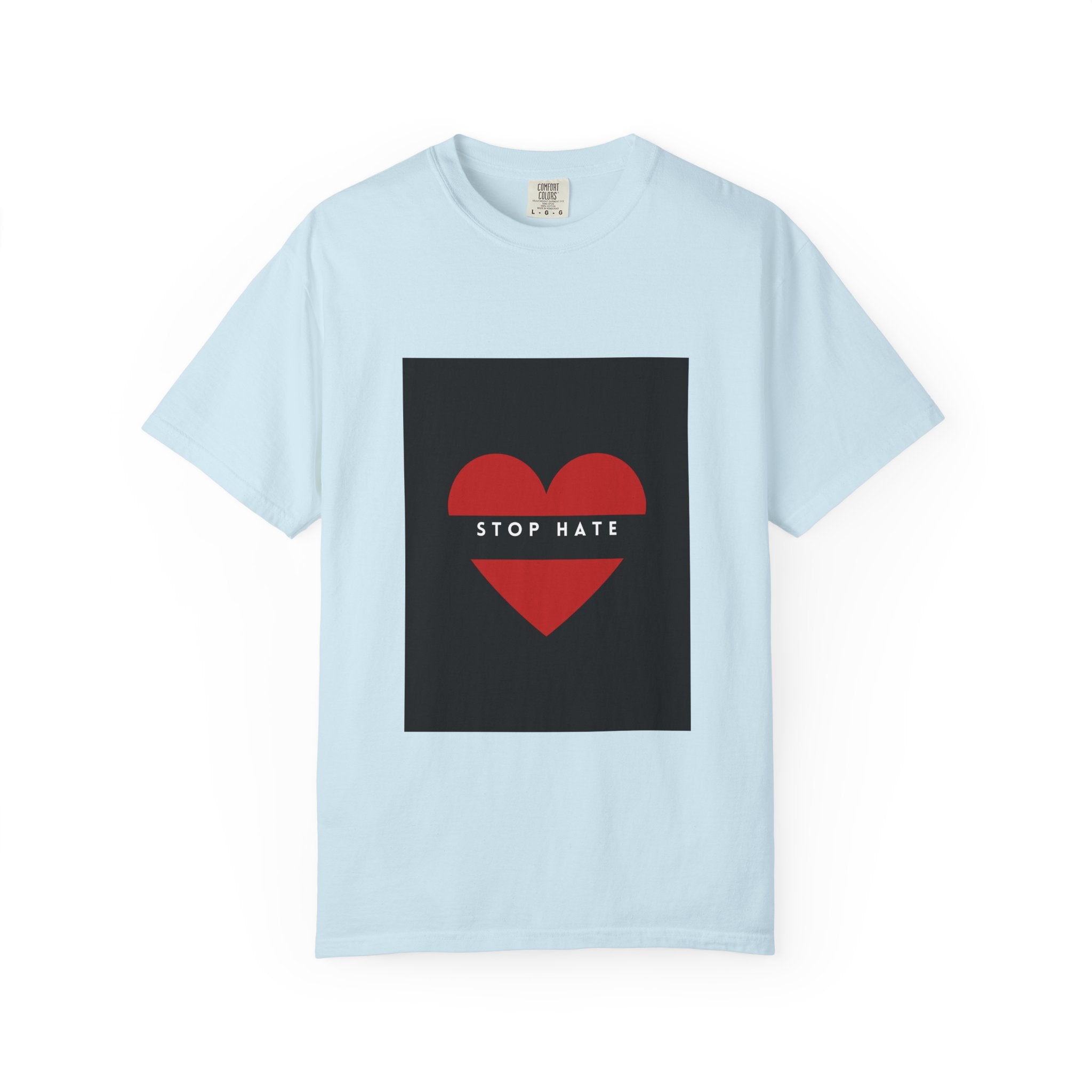 Stop Hate Heart T-Shirt — Red Heart Graphic Tee for Anti-Hate Awareness