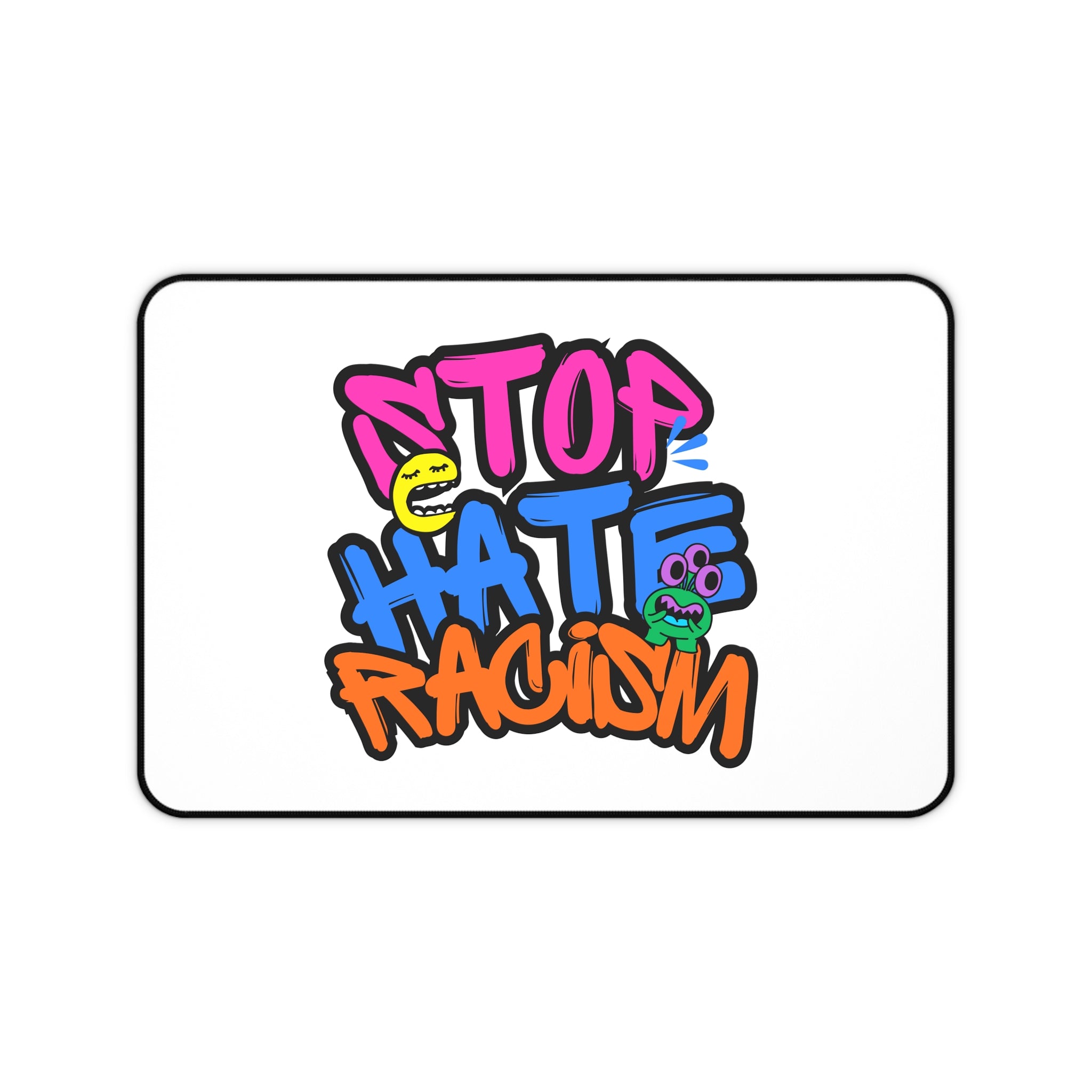 Stop Hate Racism Desk Mat — Anti-Racism Graffiti Mouse Pad