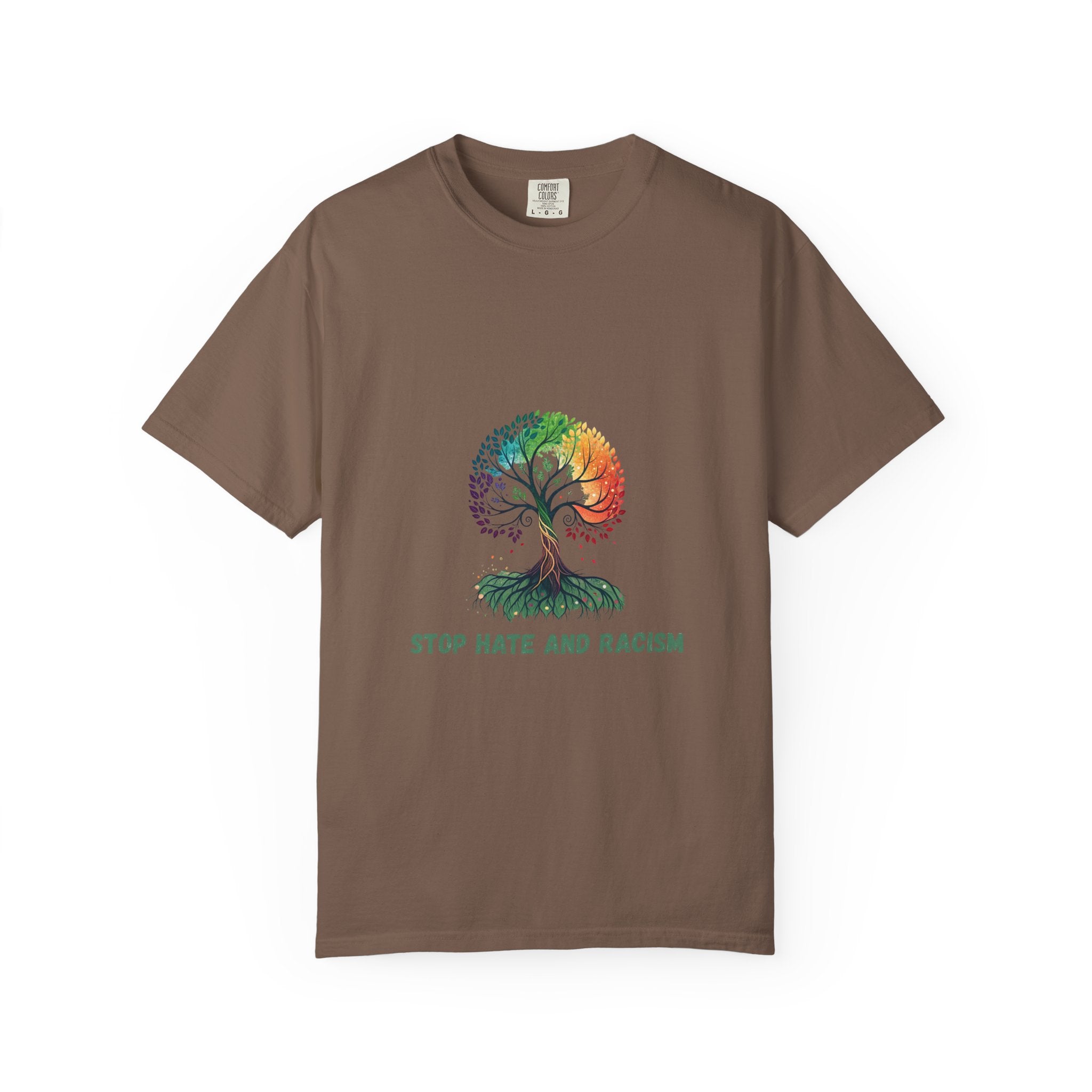 Stop Hate and Racism Tree T-Shirt — Rainbow Unity Tee