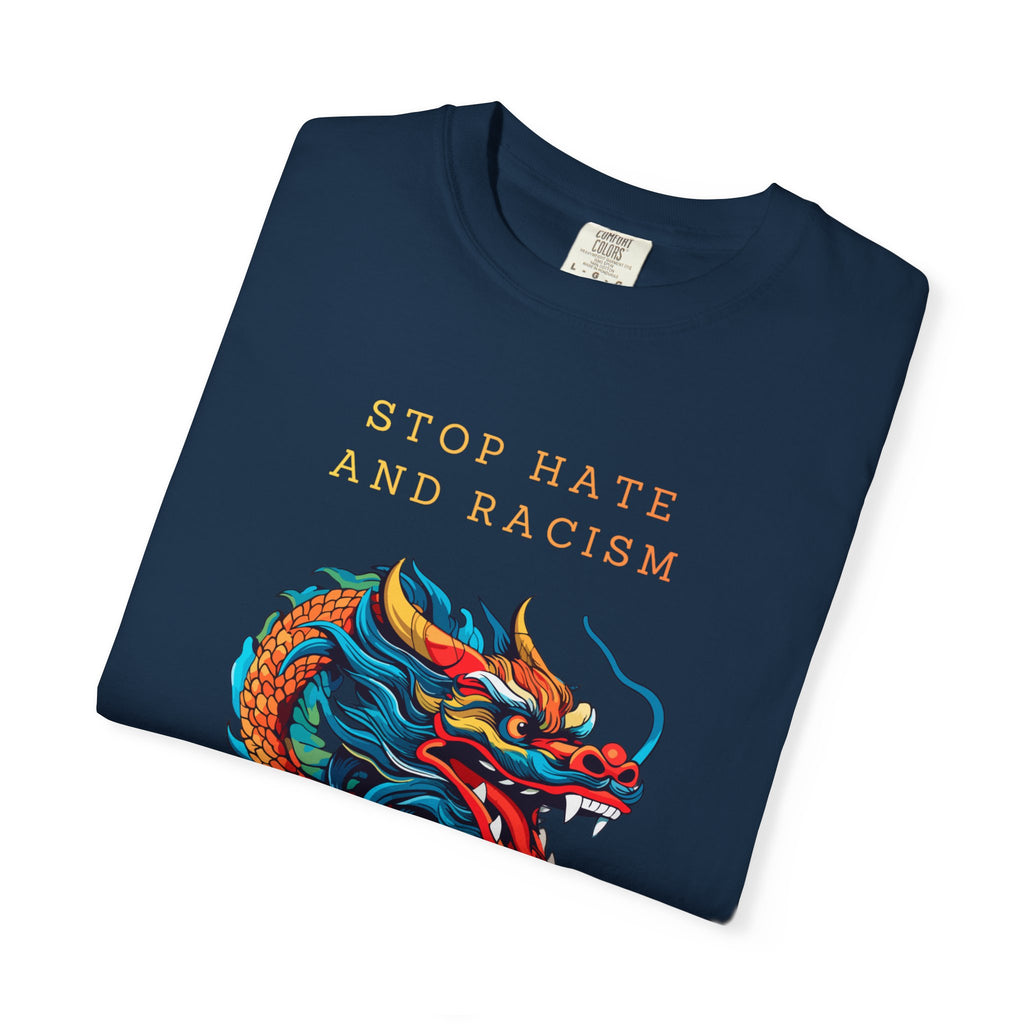 T-Shirt — 'Stop Hate and Racism, No Violence' Dragon Graphic Tee