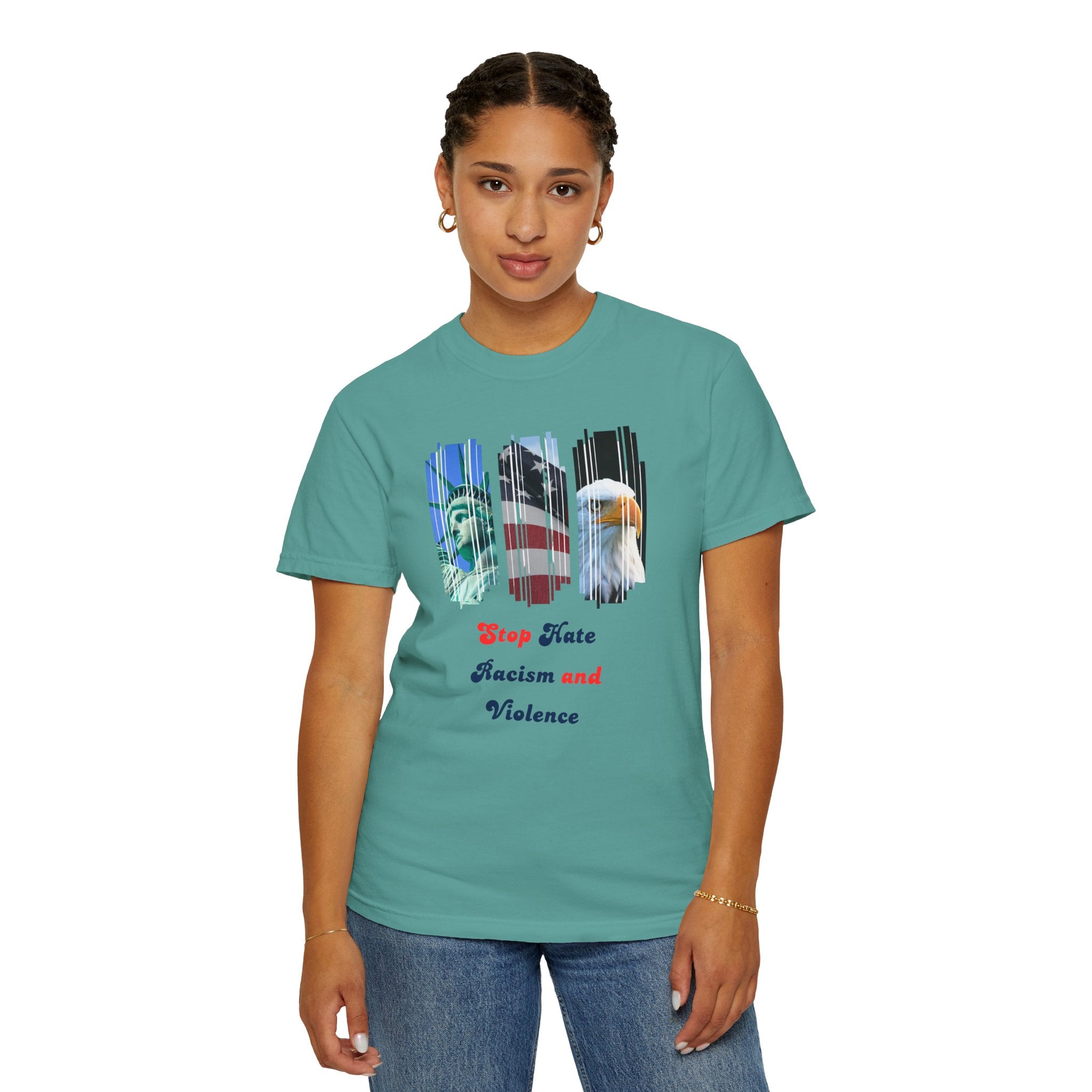 Patriotic 'Stop Hate Racism and Violence' T-Shirt