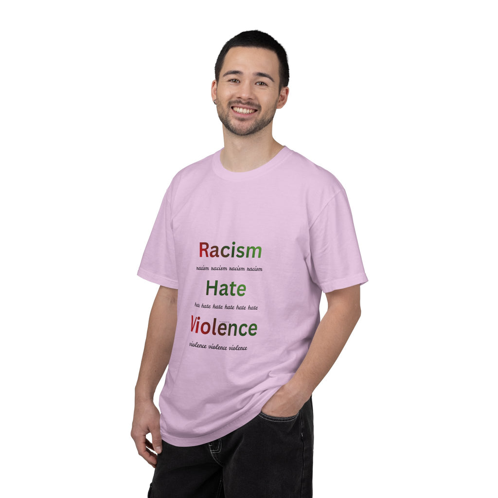 Christian Message T-Shirt — 'Racism Hate Violence' Anti-Hate Tee with John 14:6 Back Quote