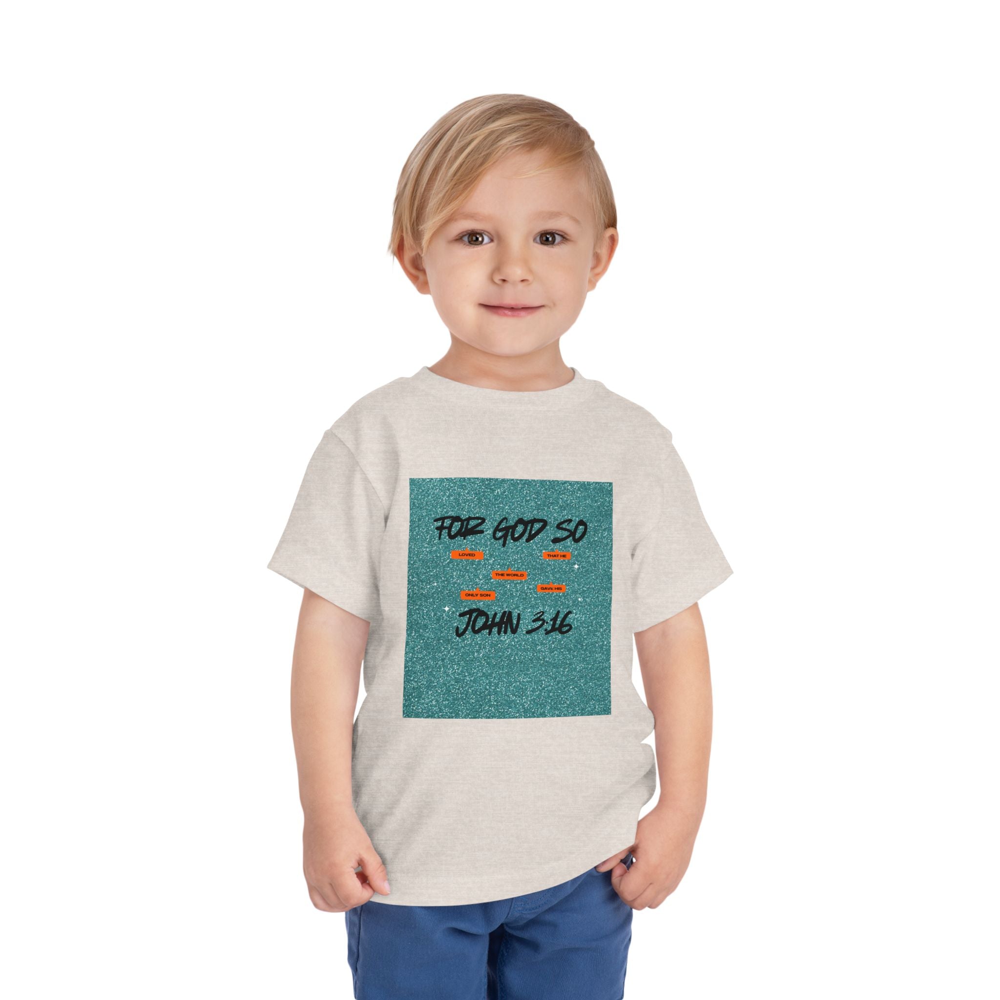 Toddler Tee — "For God So" John 3:16 Christian Kids Shirt