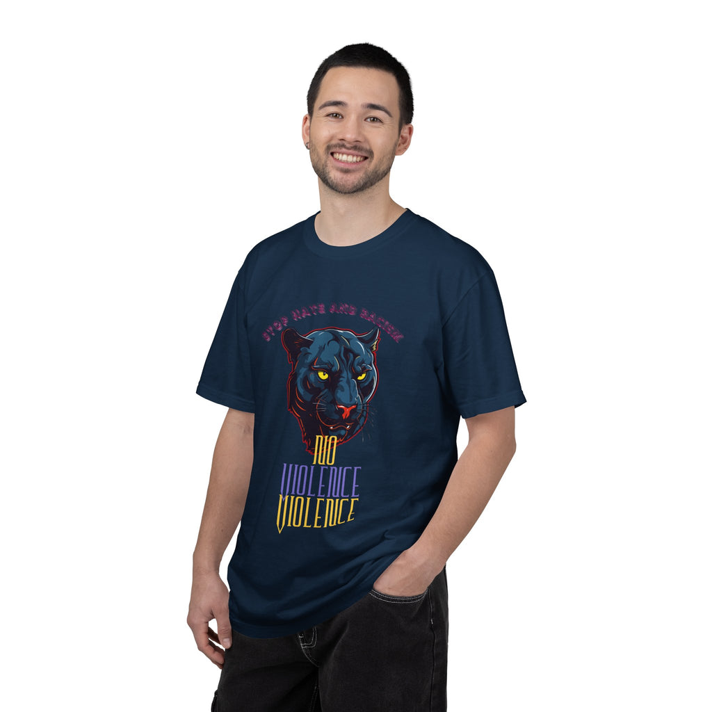 No Violence Panther T-Shirt — Graphic Animal Tee with 'No Violence' Text