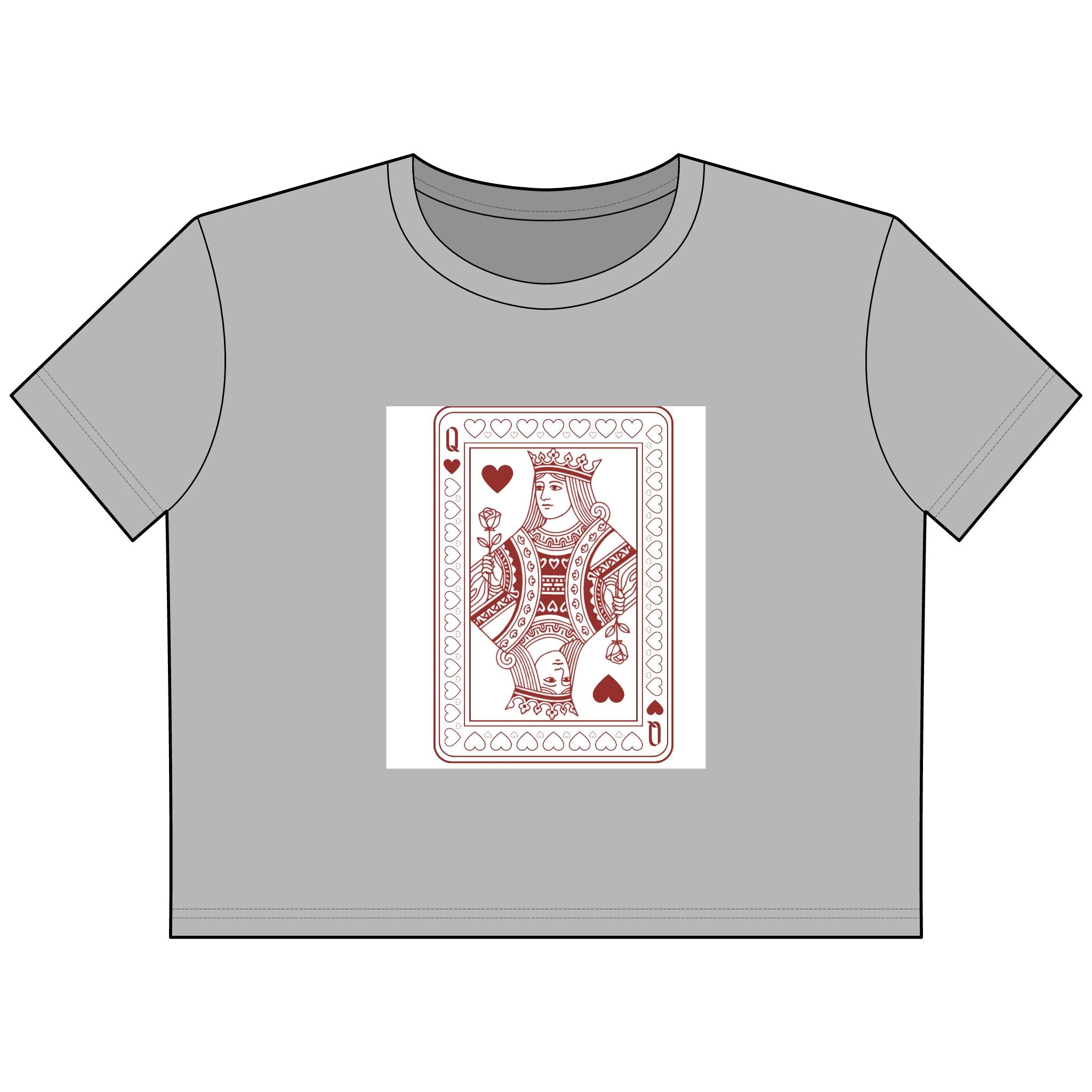 Queen of Hearts Cropped Tee — Vintage Playing Card Graphic