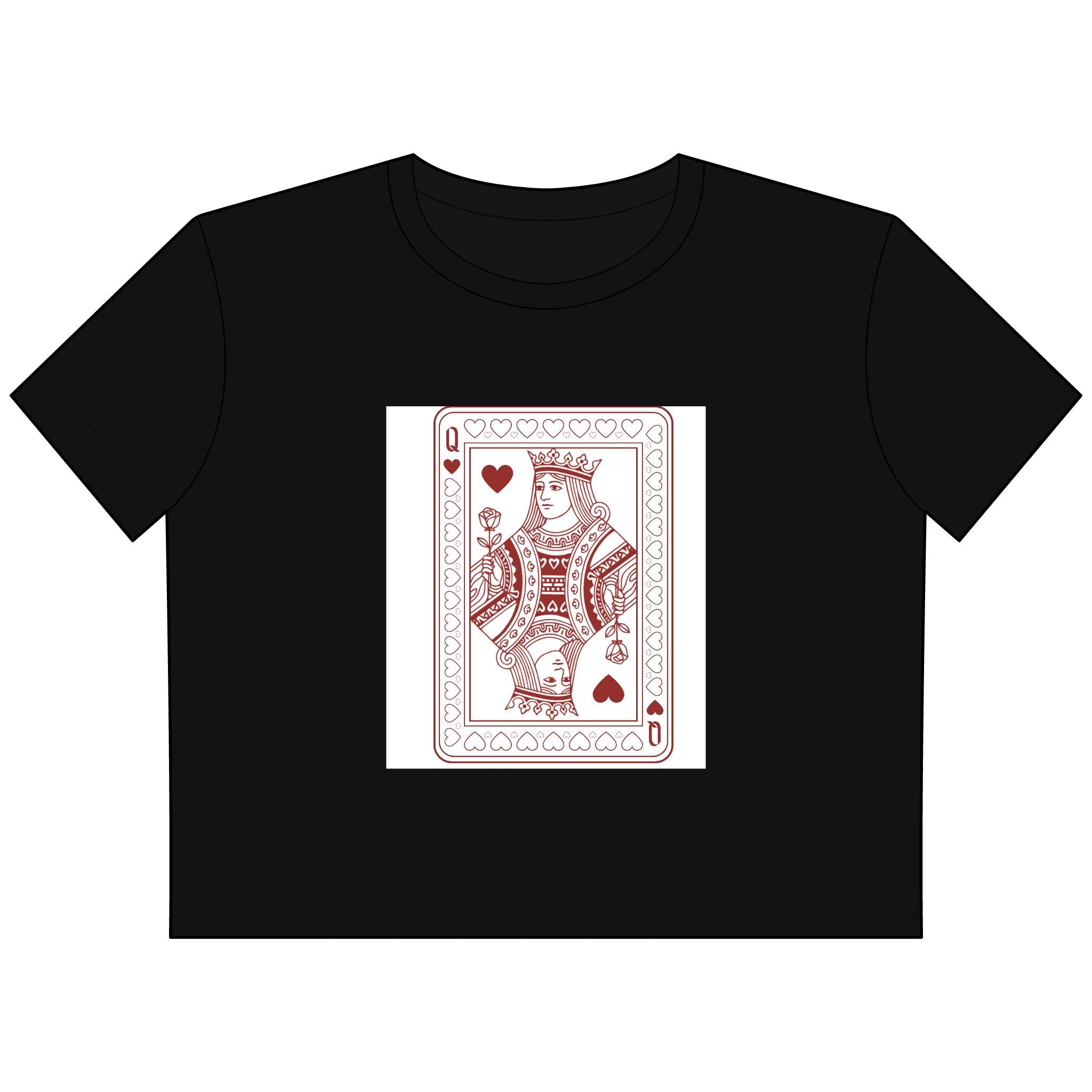 Queen of Hearts Cropped Tee — Vintage Playing Card Graphic