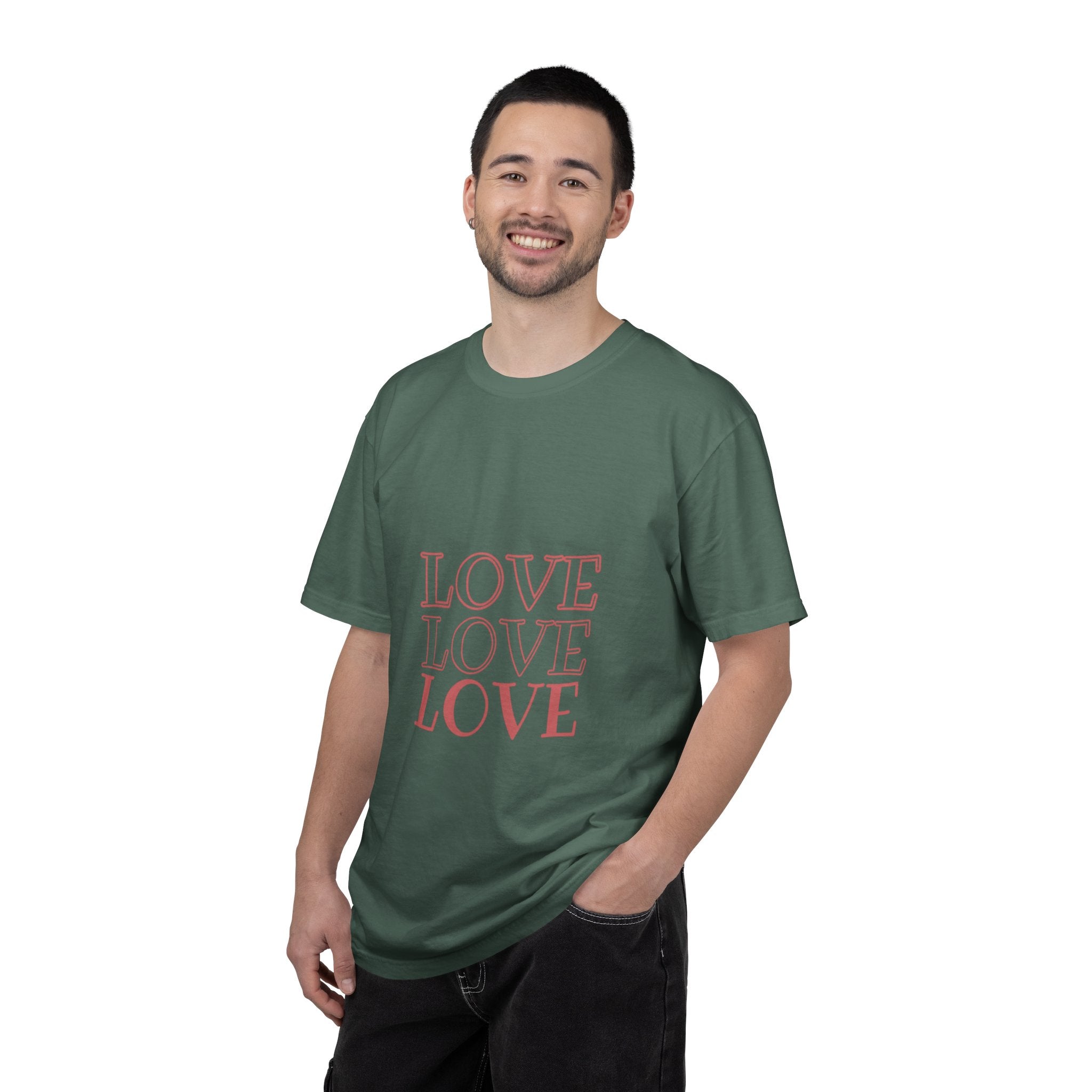 Love Love Love T-Shirt — Vintage Pink Stacked Text Tee