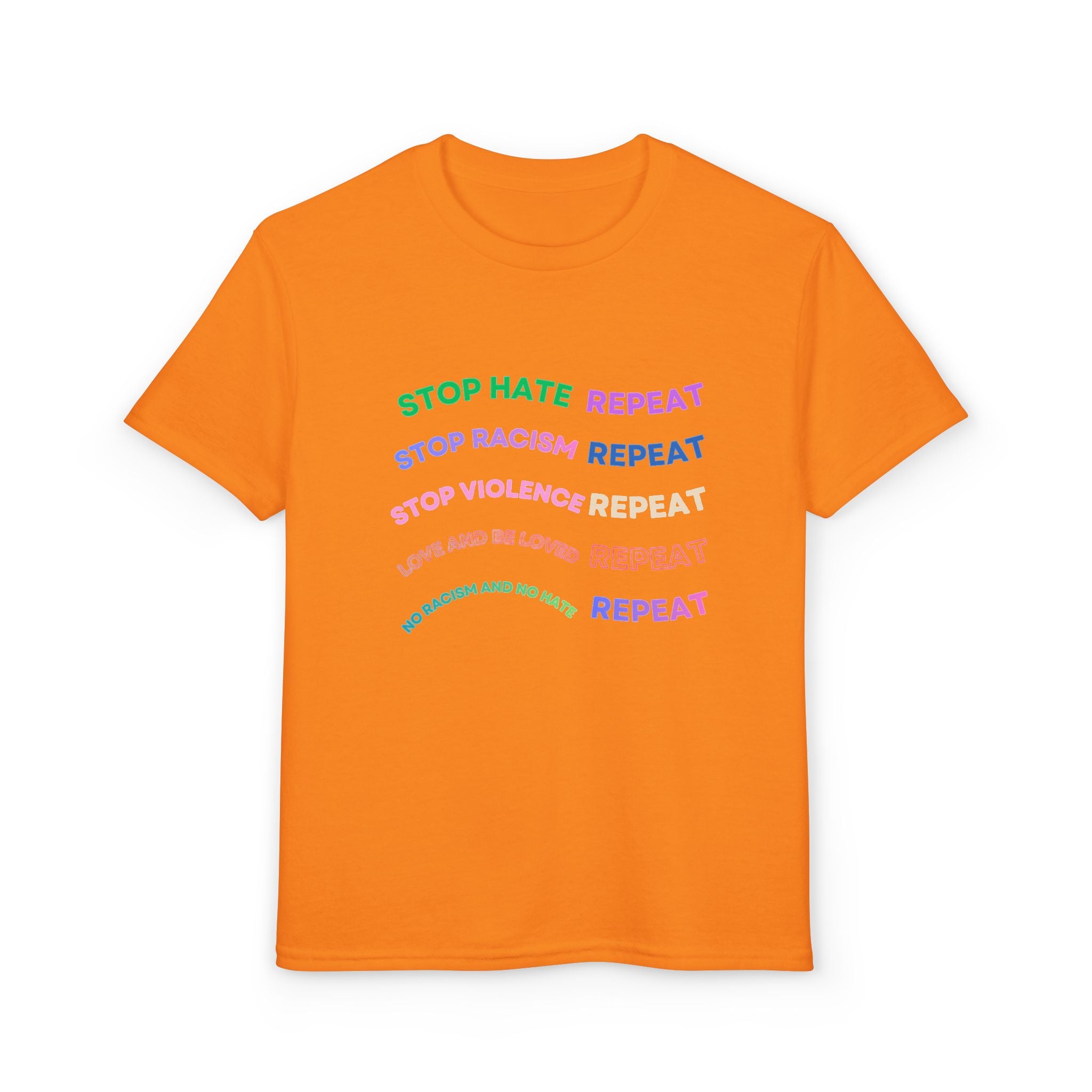 Youth T‑Shirt — "Stop Hate Repeat" Rainbow Anti-Bullying Tee