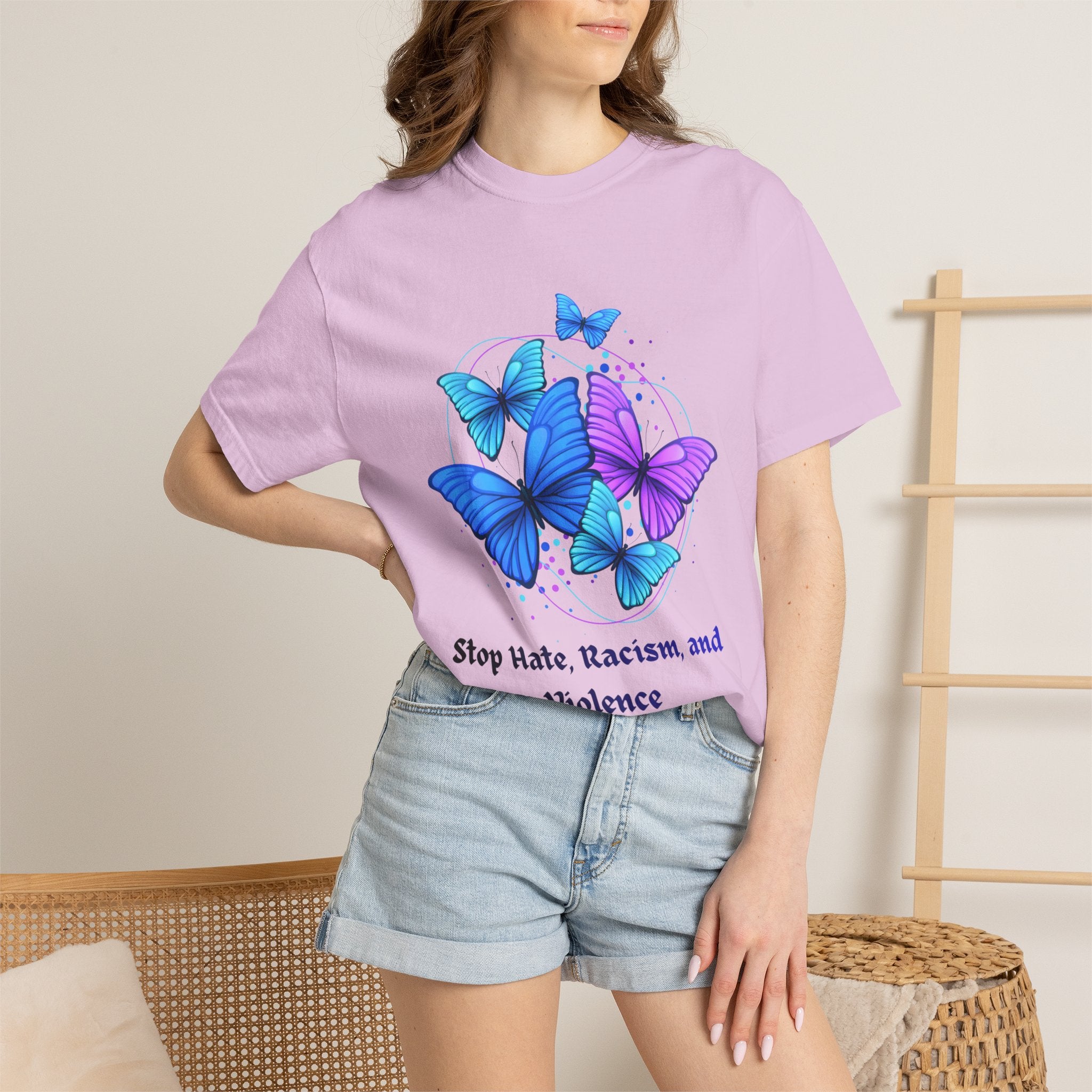 Butterfly Peace T-Shirt — "Stop Hate, Racism, and Violence" Anti-Violence Tee