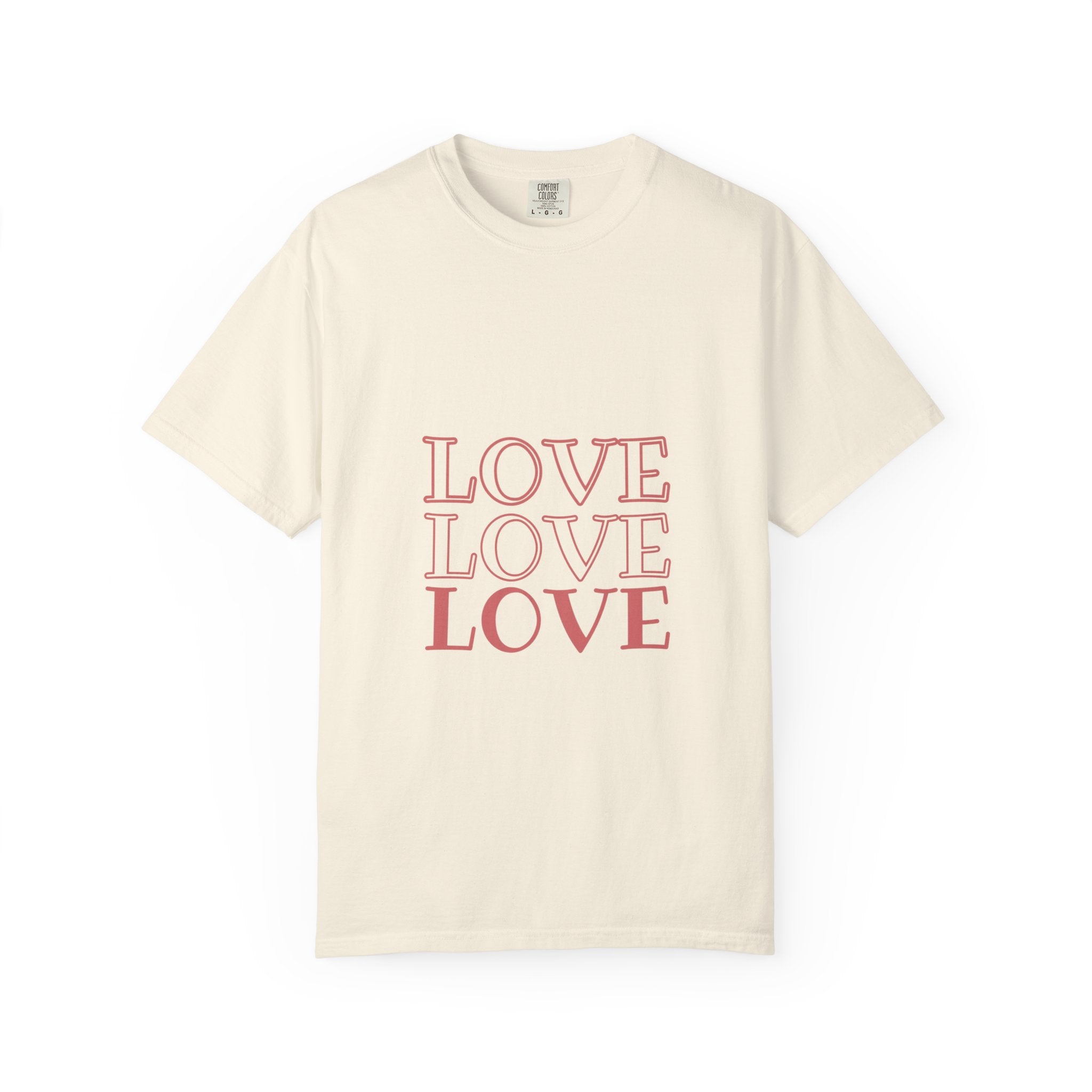 Love Love Love T-Shirt — Vintage Pink Stacked Text Tee