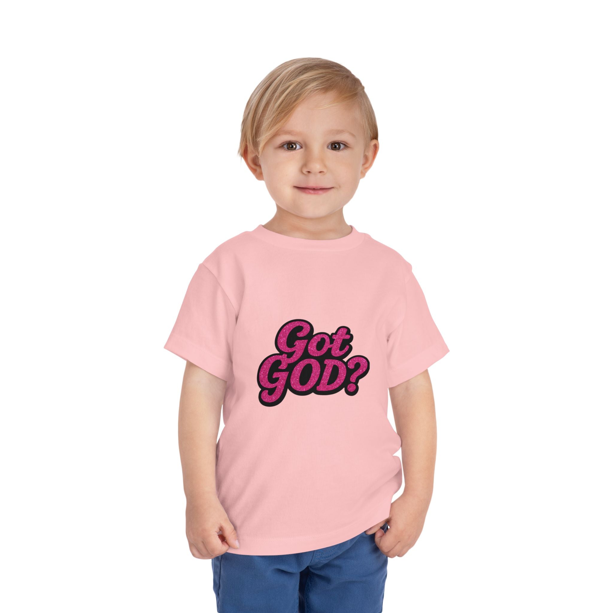 Toddler Tee - "Got GOD?" Pink Retro Christian Graphic Shirt