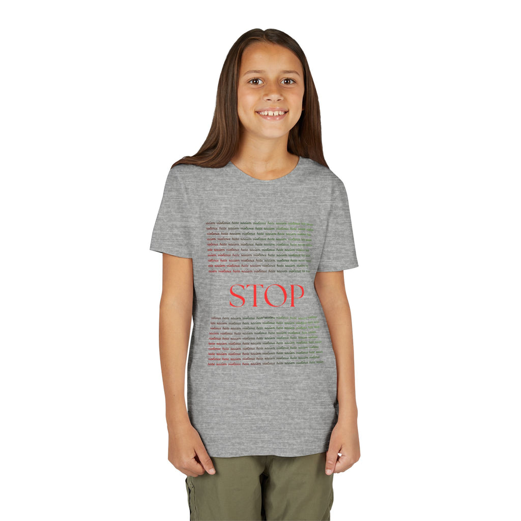 Youth Tee — Bold Yellow 'STOP' Graphic Kids T‑Shirt