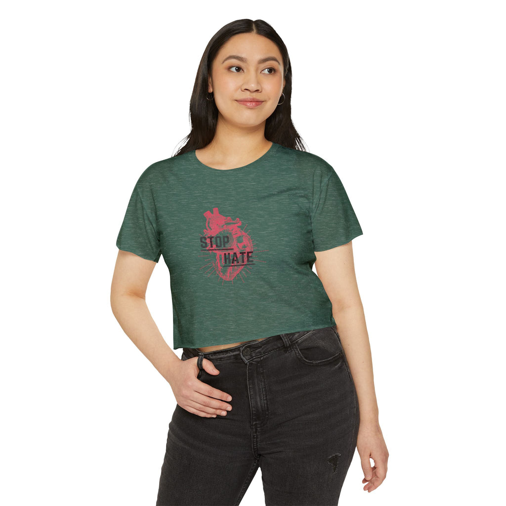 Stop Hate Heart Crop Top — Women's Festival Graphic Tee